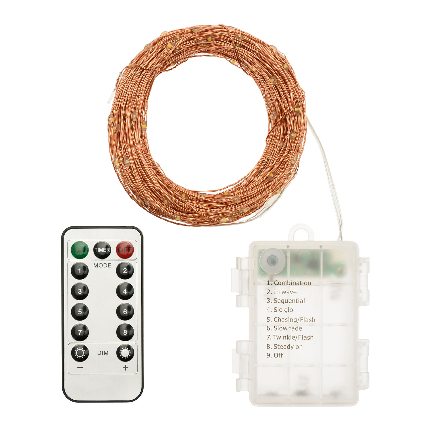 Guirnalda a pilas 20 m, 200 microled blanco cálido, cable metal cobre 3 Guirnalda a pilas 20 m, 200 microled blanco cálido, cable metal cobre 3