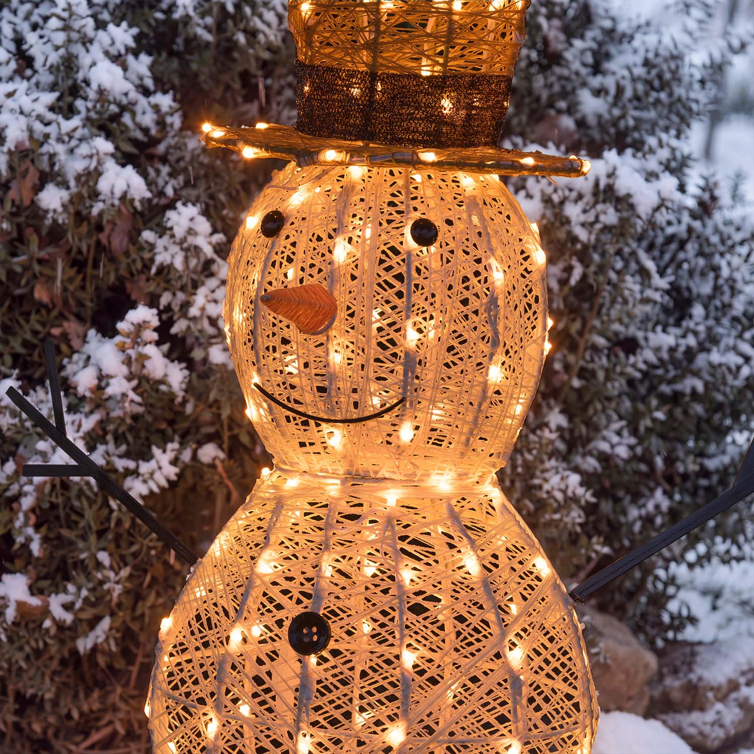 Pupazzo di Neve 3D Light Cream & Brown, h 105 cm, 220 Dual LED bianco extra caldo e bianco freddo 7
