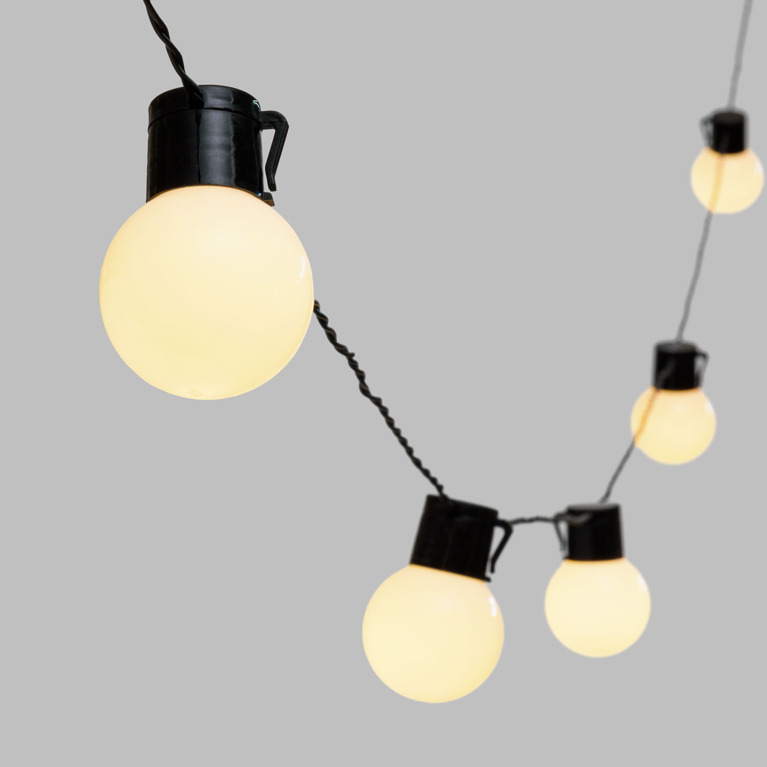 Guirnalda solar de 6 m, 15 bombillas blancas Ø 50 mm, led blanco cálido 3 Guirnalda solar de 6 m, 15 bombillas blancas Ø 50 mm, led blanco cálido 3