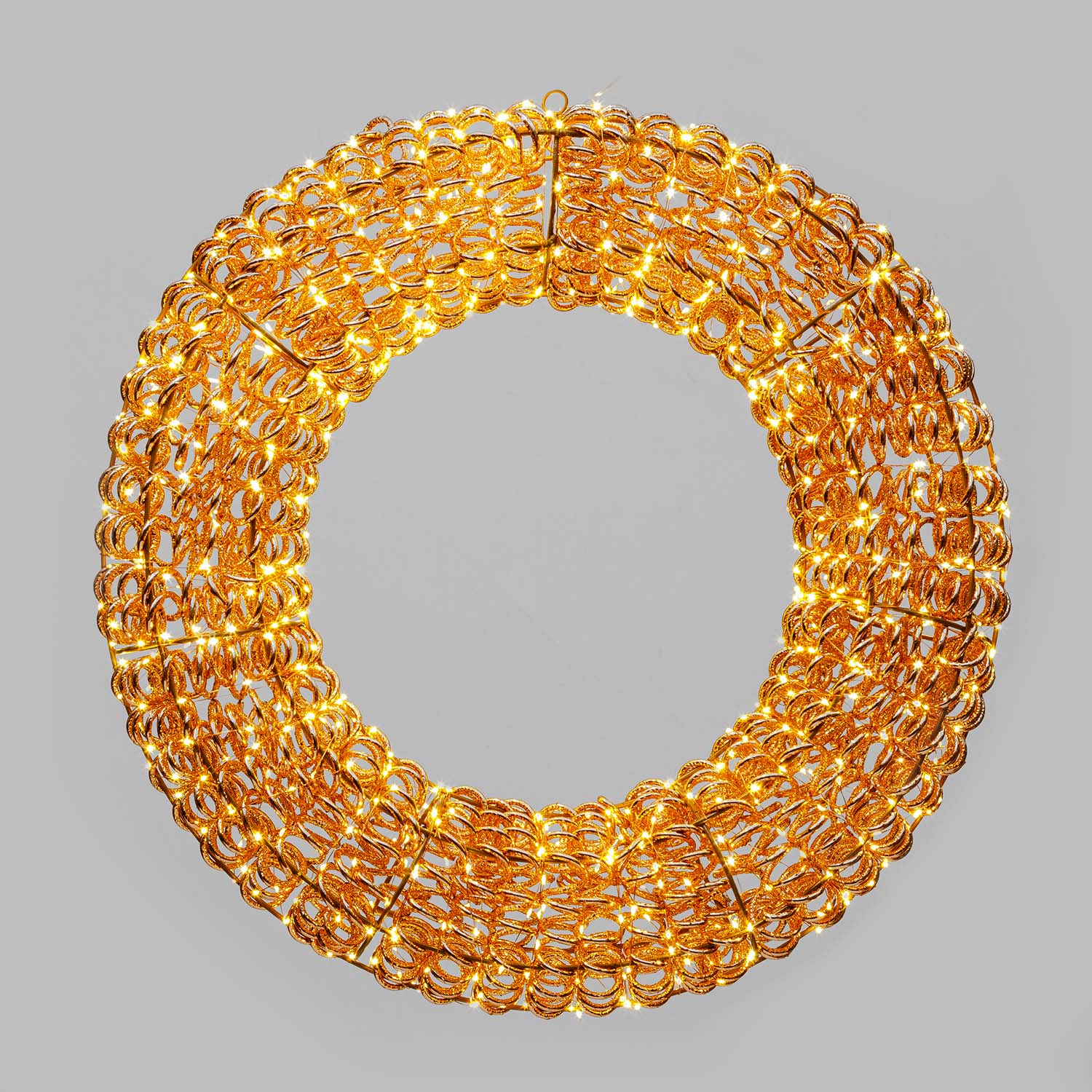 Corona in metallo 3D Rose Gold, filo a spirale, ∅70 cm, 960 microled bianco caldo