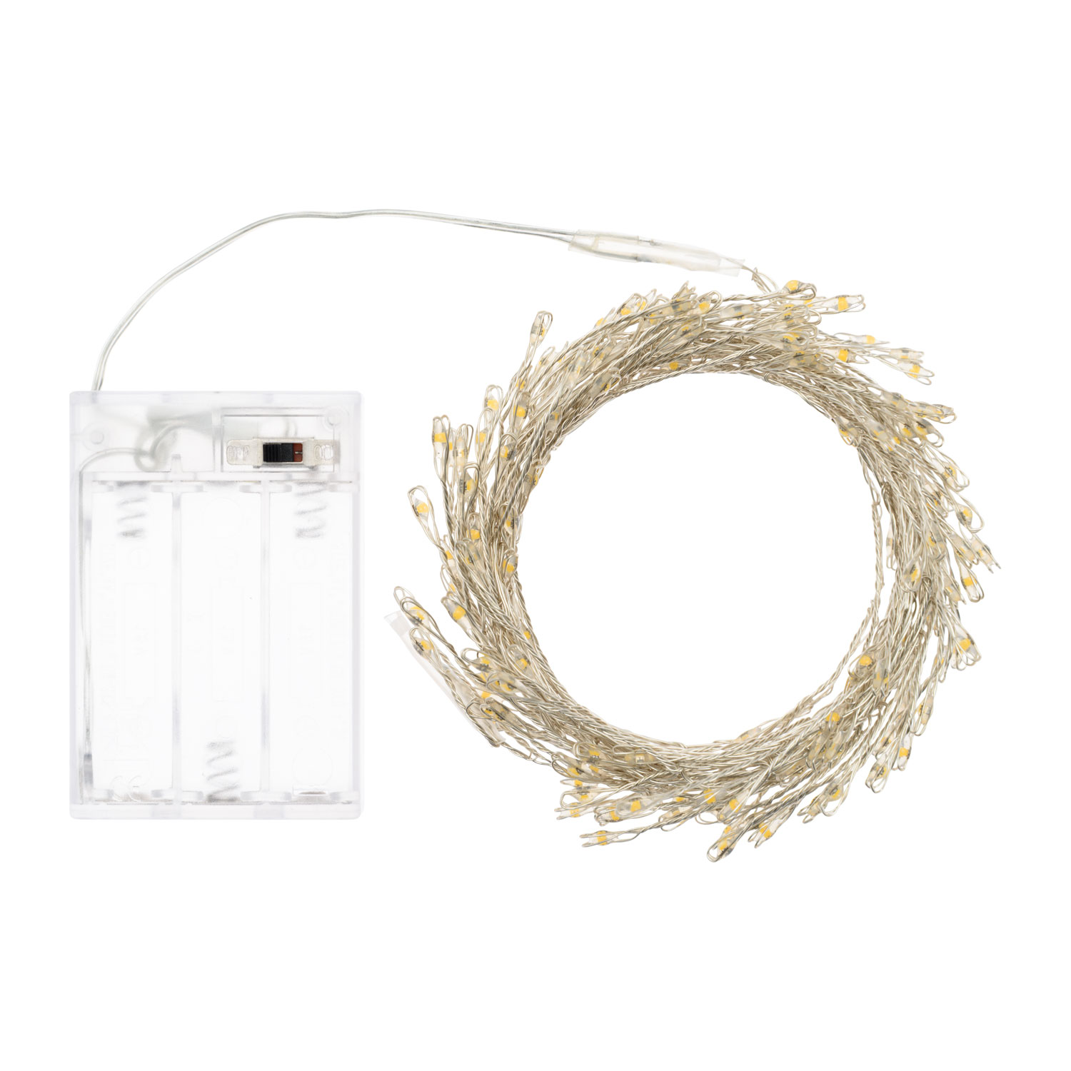 Guirnalda Mini Festón de Luces a pilas 3 m, 150 microled blanco cálido, cable metal plata 13 Guirnalda Mini Festón de Luces a pilas 3 m, 150 microled blanco cálido, cable metal plata 13