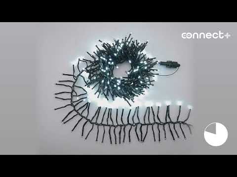 Lichterkette Cluster Connect+ 3 m, 300 LEDs Kaltweiß, grünes Kabel, erweiterbar 2