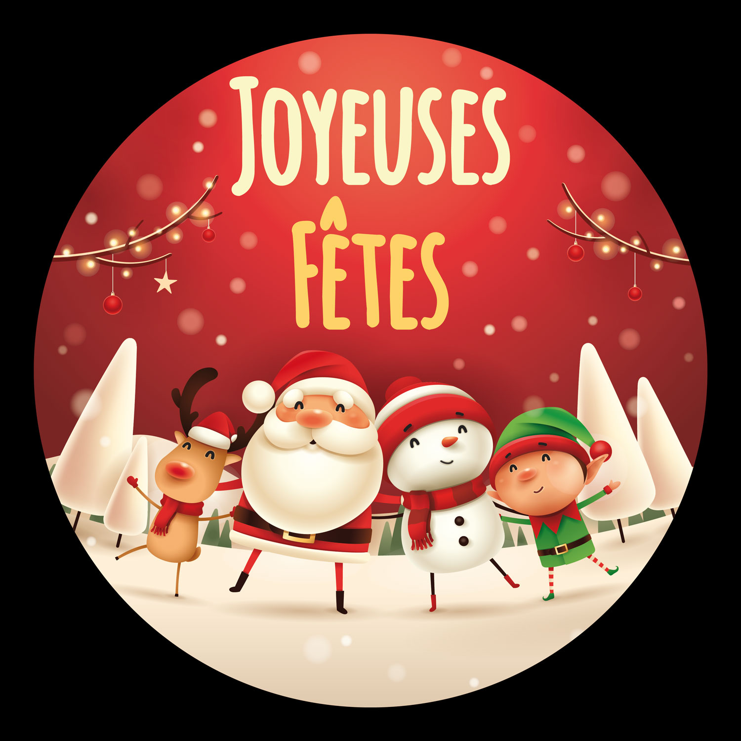 Gobo Elfe Renne Bonhomme de neige et Père Noël Joyeuses Fêtes pour projecteurs professionnels, Ø30-20 mm, couleurs 1 Gobo Elfe Renne Bonhomme de neige et Père Noël Joyeuses Fêtes pour projecteurs professionnels, Ø30-20 mm, couleurs 1