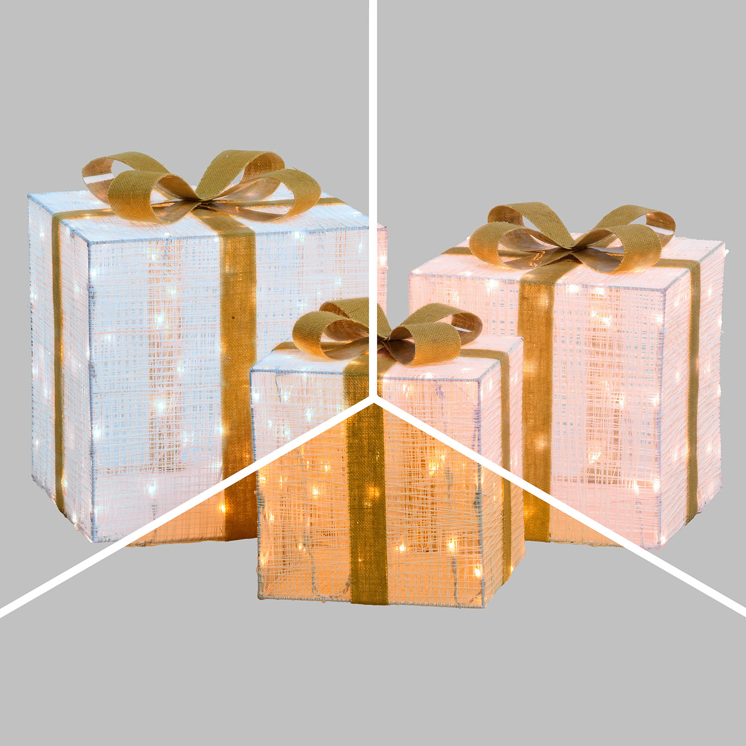Set 3 Paquets Cadeaux 3D Light Cream & Brown, 240 Dual LED blanc extra chaud et blanc froid