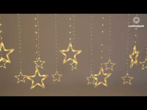 Estalactita con 14 estrellas, 3,25 x h 1,15 m, 392 Gotas de Luz, led blanco cálido y frío, cable transparente 2