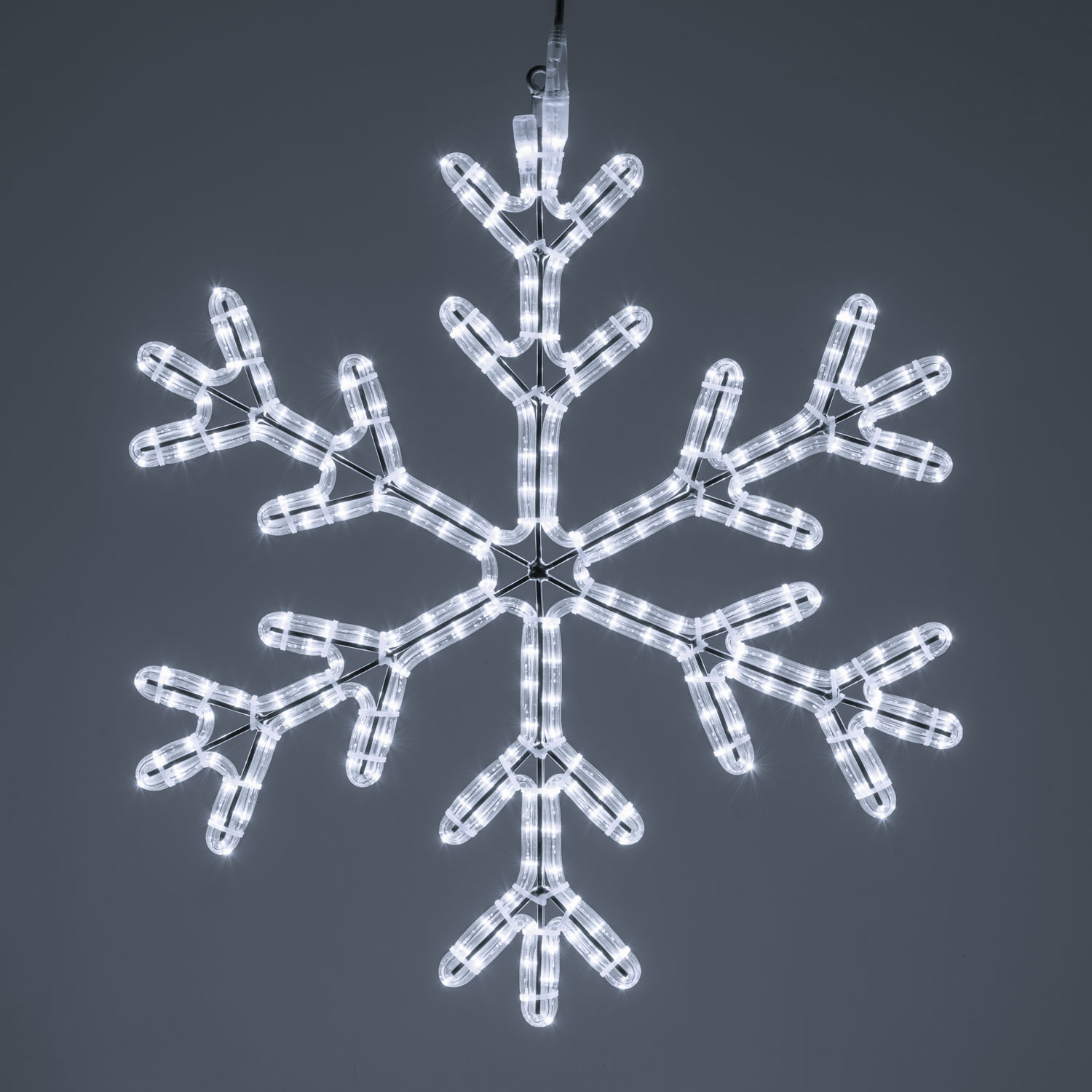 Schneekristall aus Lichtschlauch, 68 x 68 cm, 253 LEDs, kaltweiß Schneekristall aus Lichtschlauch, 68 x 68 cm, 253 LEDs, kaltweiß