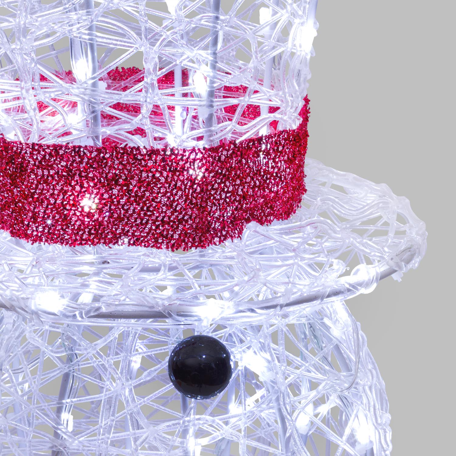 Pupazzo di Neve 3D in acrilico trasparente, h 105 cm, 220 Dual LED bianco caldo e freddo 17