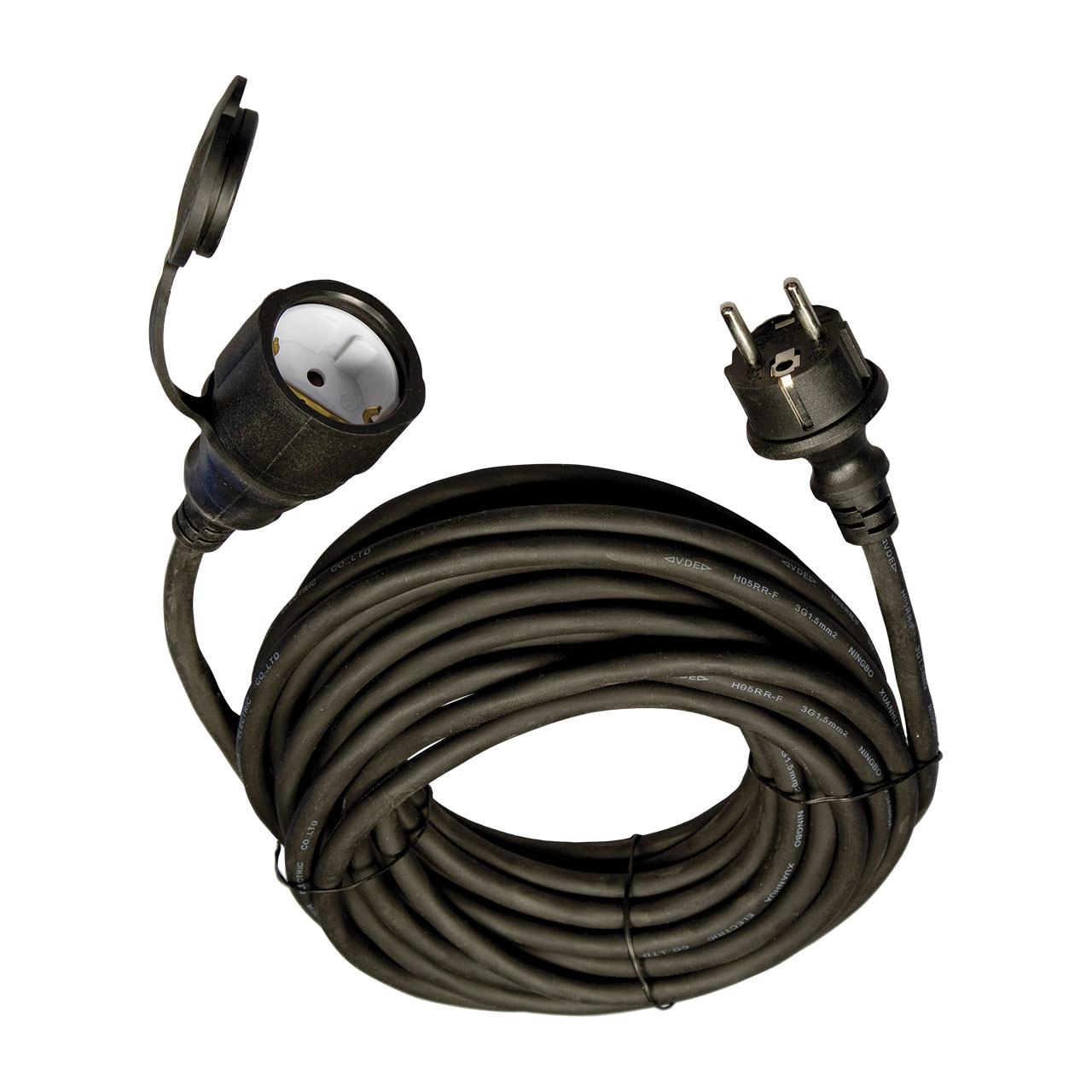 Câble rallonge 10 m noir pour l'extérieur Câble rallonge 10 m noir pour l'extérieur