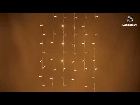 Lichtervorhang 1 x h 5 m, 210 Maxi LEDs warmweiß, transparentes Kabel, erweiterbar 2 Lichtervorhang 1 x h 5 m, 210 Maxi LEDs warmweiß, transparentes Kabel, erweiterbar 2