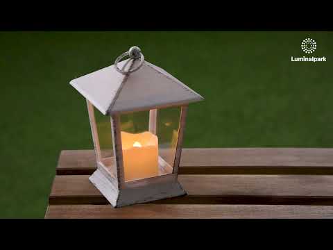 Laterne Antikweiß h 17 cm mit LED-Kerze 2 Laterne Antikweiß h 17 cm mit LED-Kerze 2