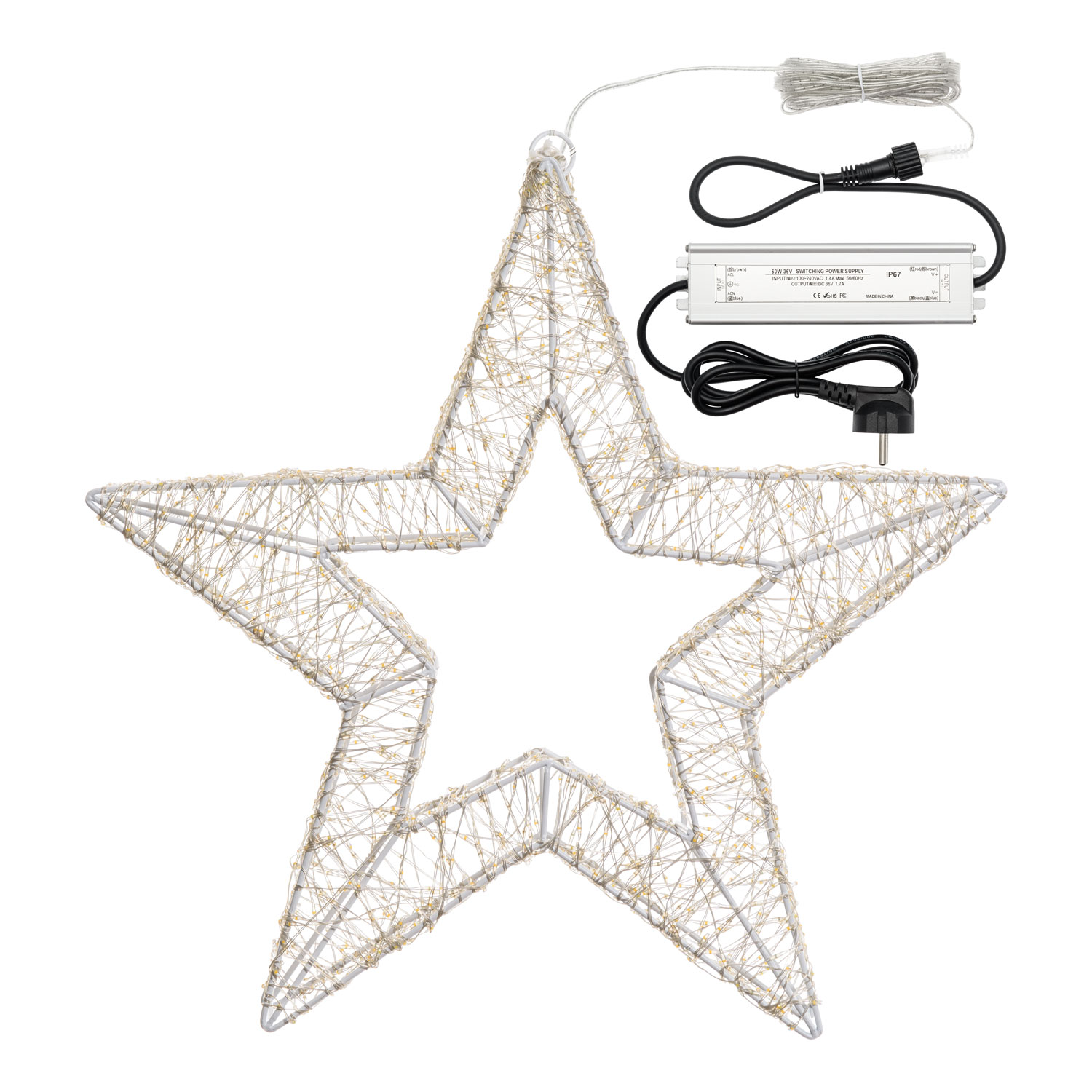 Stella Bianca 3D Ø 55 cm, microled bianco caldo e freddo, uso interno 4 Stella Bianca 3D Ø 55 cm, microled bianco caldo e freddo, uso interno 4