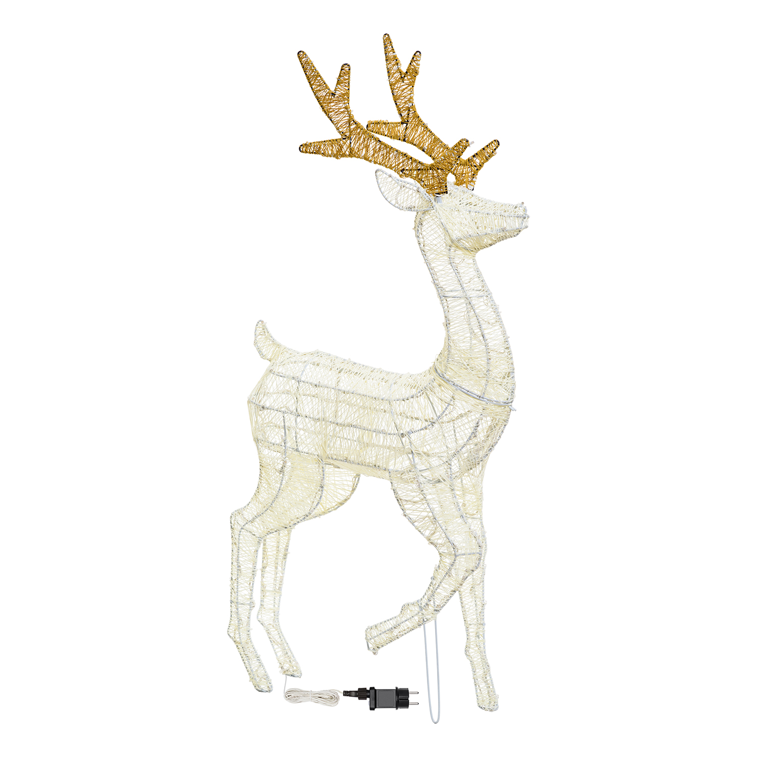 Renna con zampa alzata 3D Light Cream & Brown, h 125 cm, 240 Dual LED bianco extra caldo e bianco freddo 2