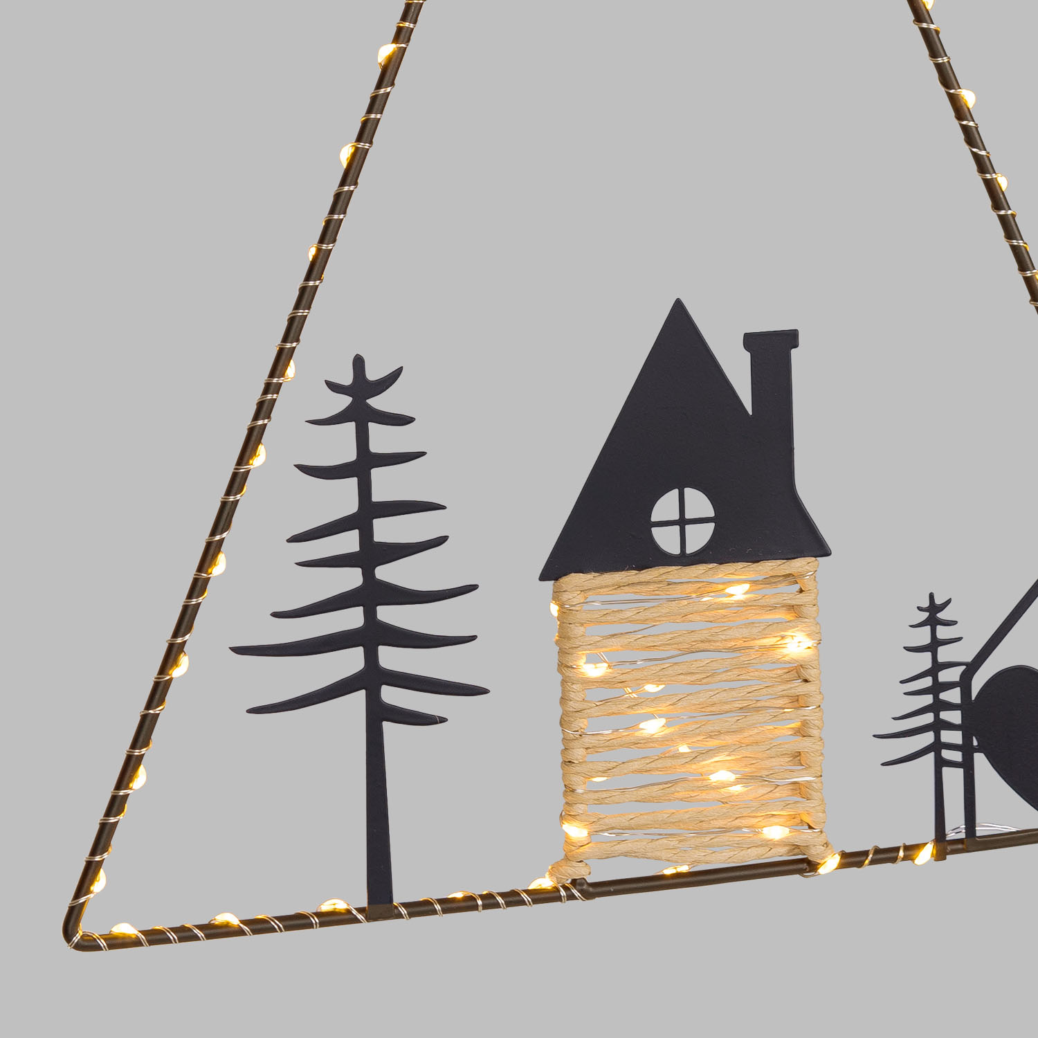 Weihnachtsbaum zum Aufhängen, batteriebetrieben, H 41 cm, schwarzes Metall, warmweiße Micro-LEDs 2 Weihnachtsbaum zum Aufhängen, batteriebetrieben, H 41 cm, schwarzes Metall, warmweiße Micro-LEDs 2