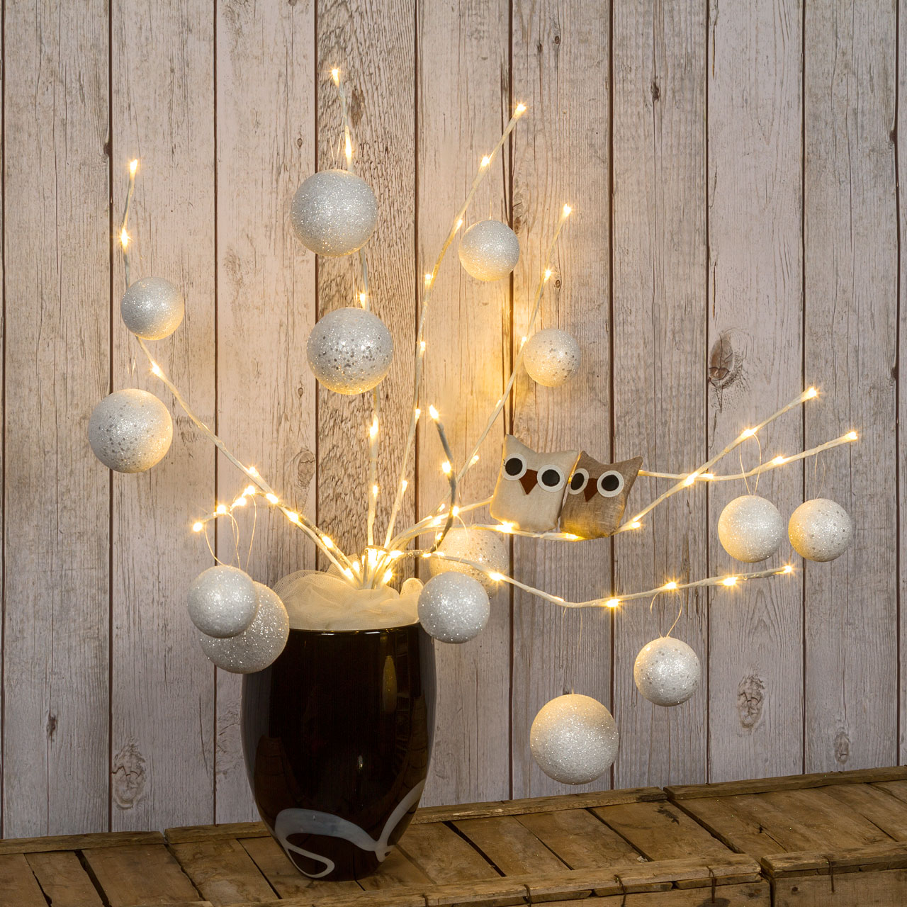Branche blanche, h. 75 cm, led blanc chaud 4 Branche blanche, h. 75 cm, led blanc chaud 4