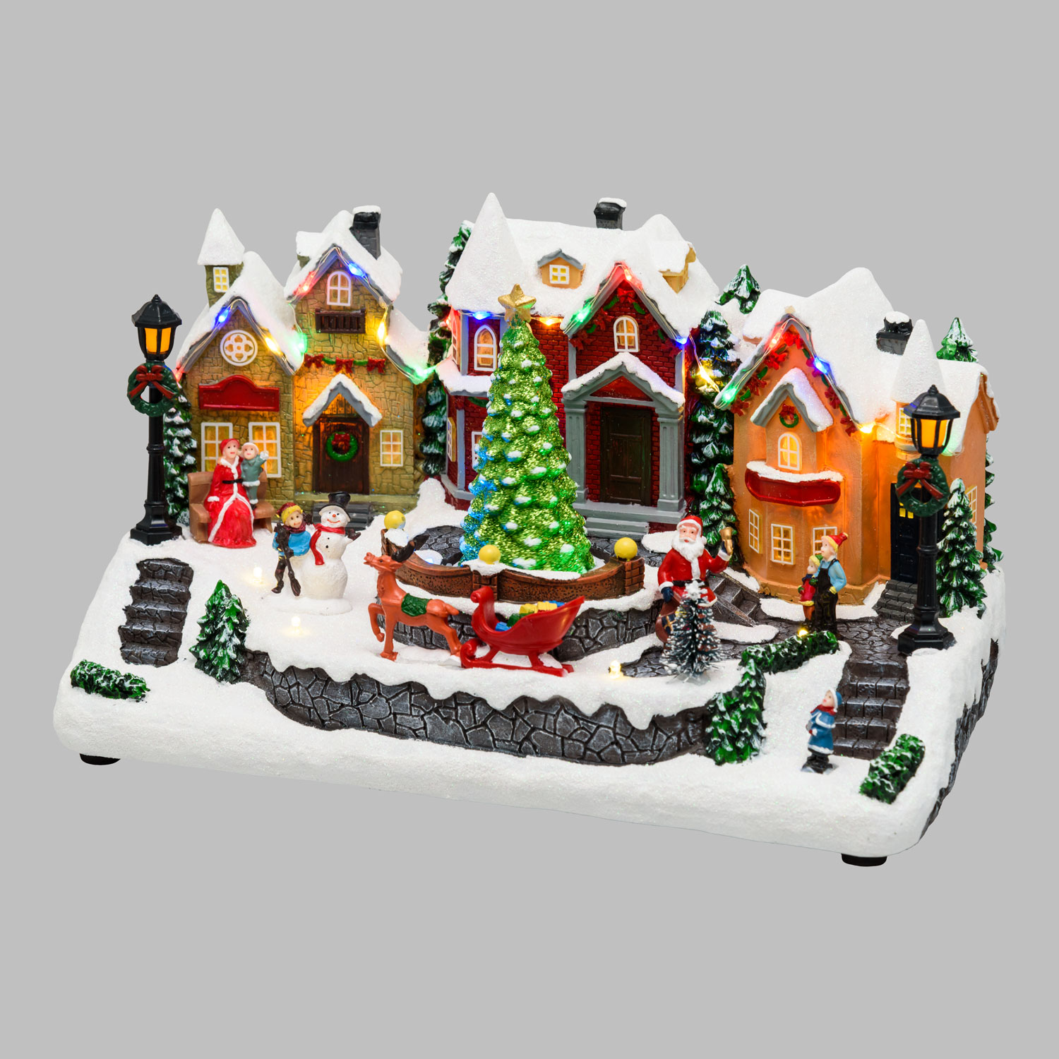 Pueblo de Navidad, Paisaje nevado con personajes y Árbol de Navidad giratorio, h 18 cm, villancicos 7 Pueblo de Navidad, Paisaje nevado con personajes y Árbol de Navidad giratorio, h 18 cm, villancicos 7
