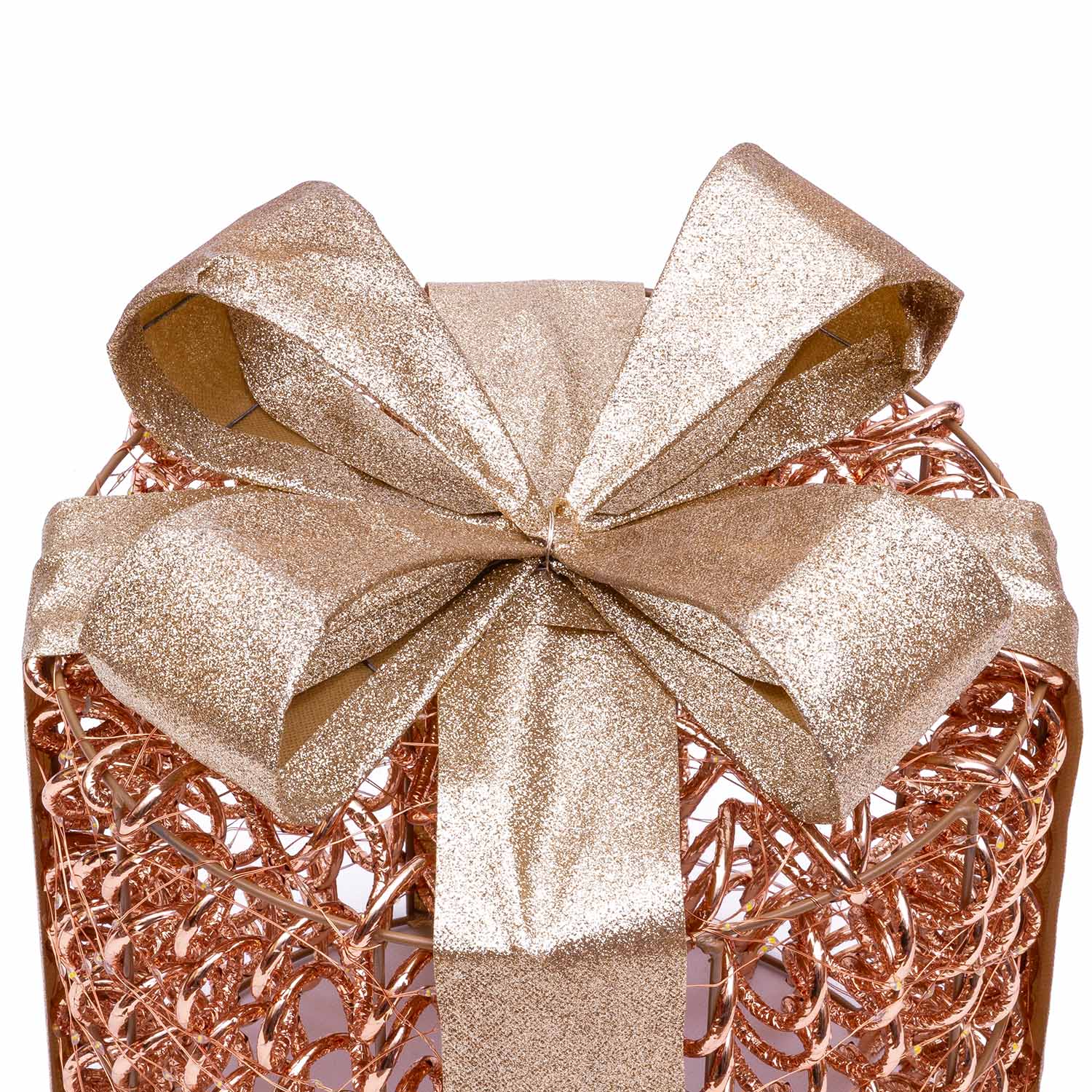 Set 2 Pacchi Regalo 3D Rose Gold, filo a spirale, forma cilindrica, led bianco caldo 3