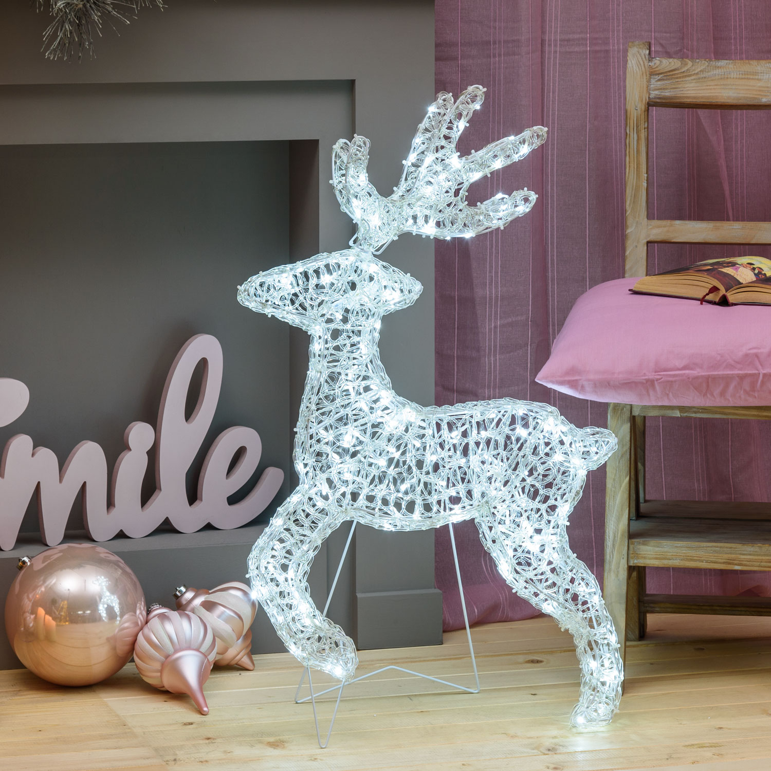 Reno al galope Thin 3D, h 85 cm, led blanco frío Reno al galope Thin 3D, h 85 cm, led blanco frío