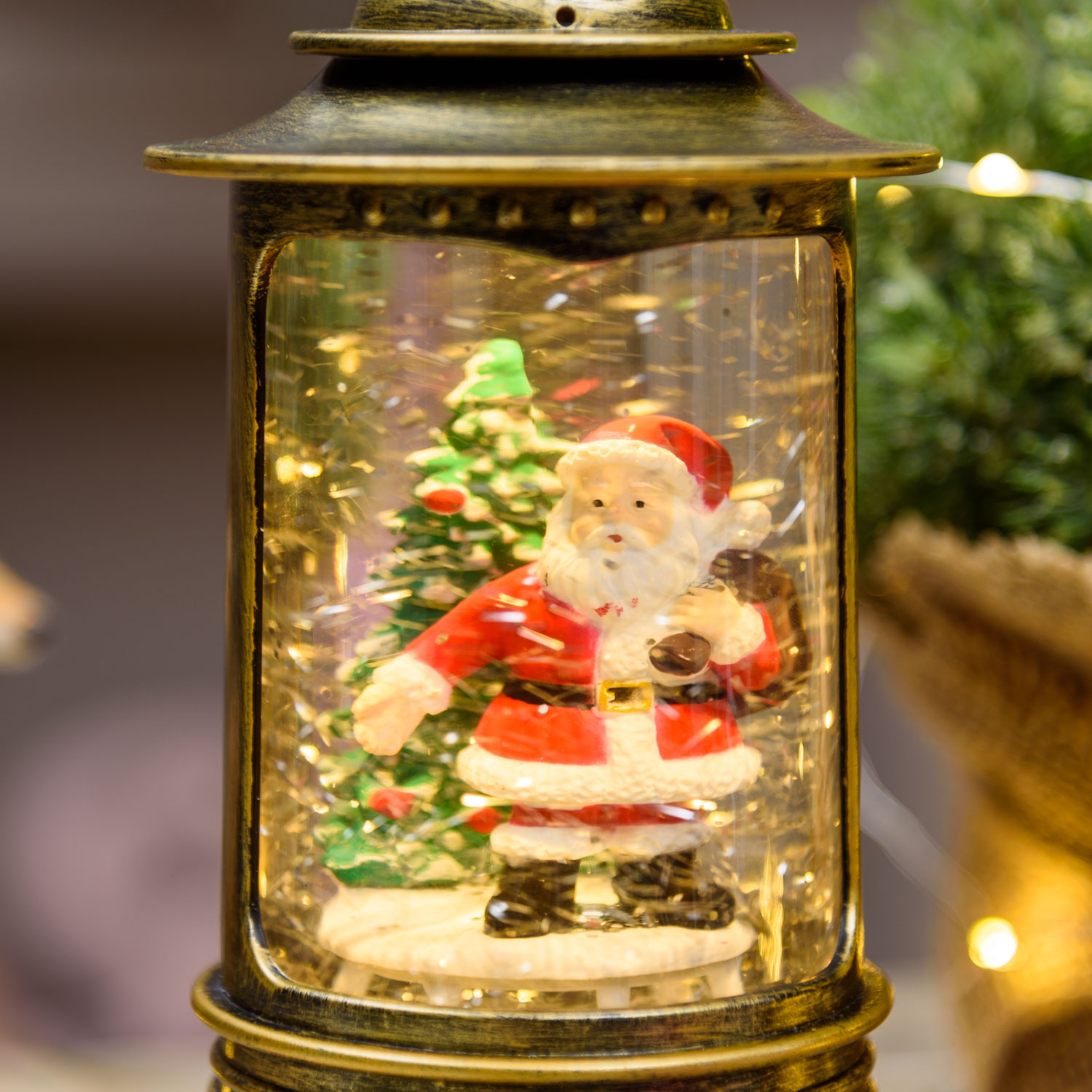 Farol cilíndrico navideño a pilas, con purpurina brillante en el agua 7 Farol cilíndrico navideño a pilas, con purpurina brillante en el agua 7