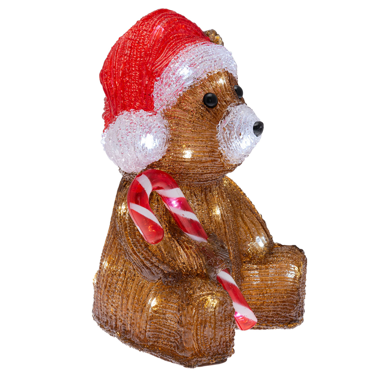 Battery-operated Christmas bear with Candy Cane, h 24 cm, 32 cold white LEDs 3 Battery-operated Christmas bear with Candy Cane, h 24 cm, 32 cold white LEDs 3