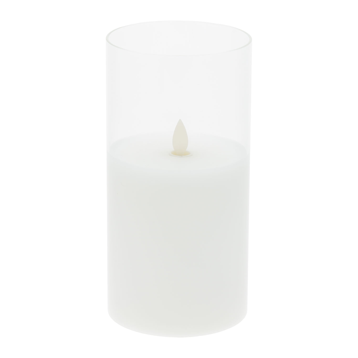 Bougie led en cire blanche et verre transparent, h 20 cm 4 Bougie led en cire blanche et verre transparent, h 20 cm 4