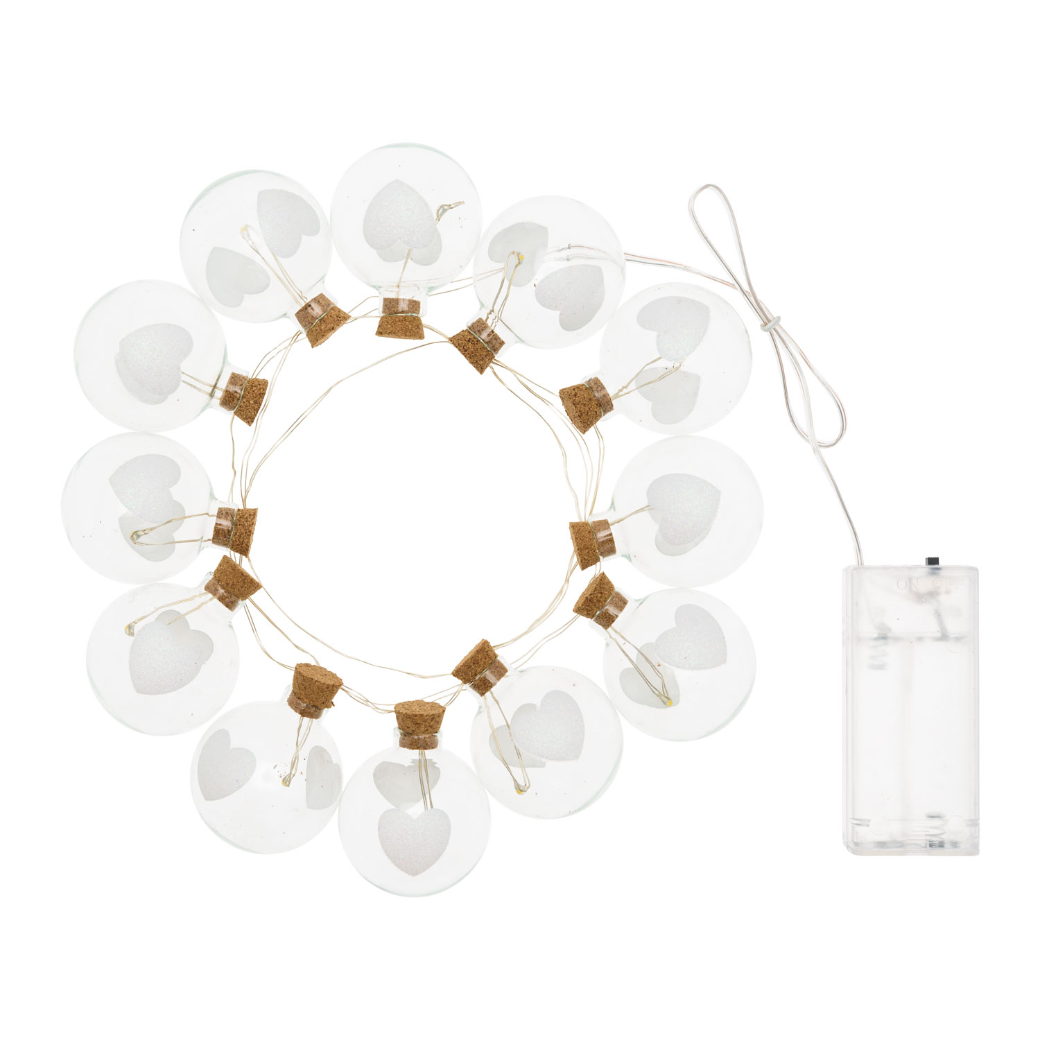 1,2m, 12 Glass Spheres with Hearts Battery String Lights, Ø 40mm, Warm WhiteLEDs 2 1,2m, 12 Glass Spheres with Hearts Battery String Lights, Ø 40mm, Warm WhiteLEDs 2