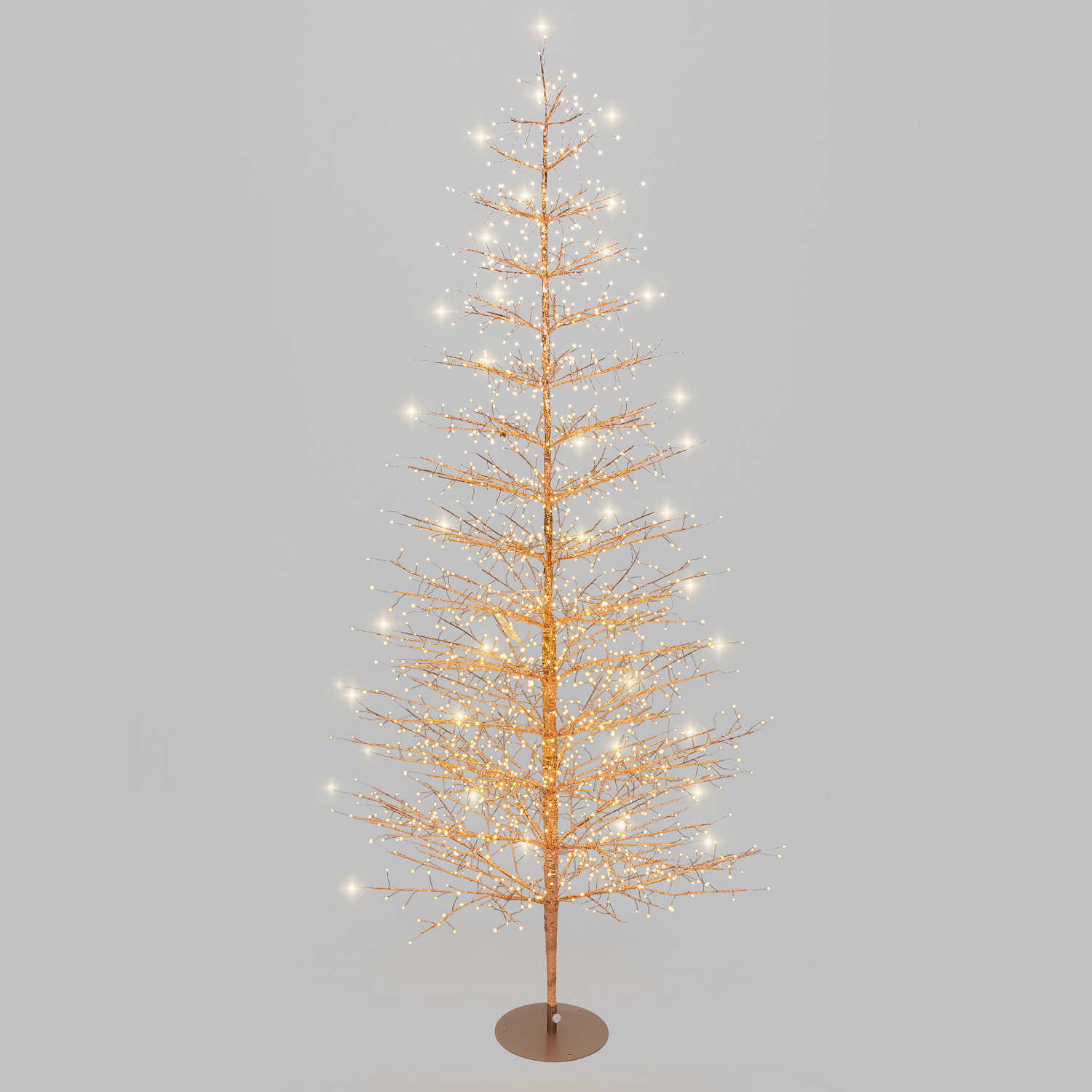 Albero Conico Tiglio oro rosa h 2,1 m, 1856 microled bianco caldo, uso interno