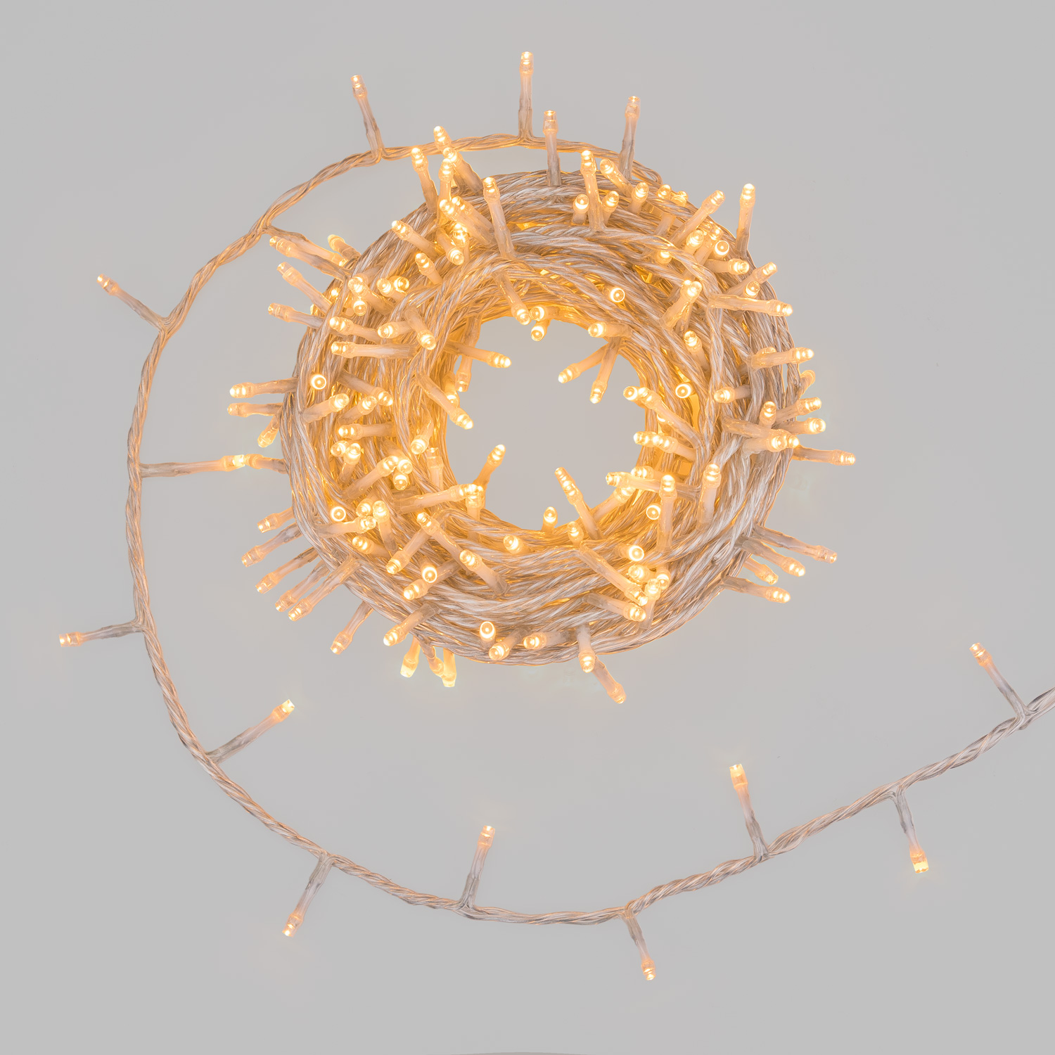 Guirnalda Connect+ 25 m, 500 led blanco cálido, cable transparente, prolongable