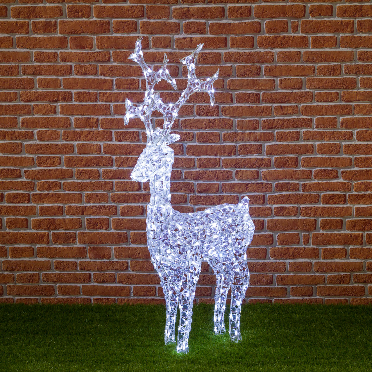 Acrylic Crystals Reindeer Christmas Figure, 250 White LEDs 6