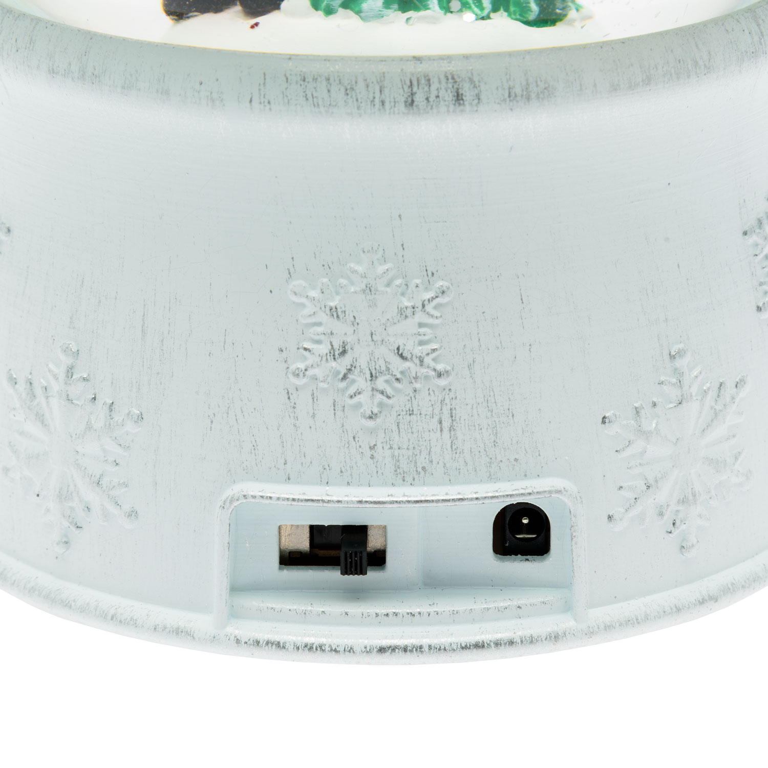 Bola de cristal base blanca, nevada y Papá Noel con árbol, h 17 cm, led blanco cálido 4 Bola de cristal base blanca, nevada y Papá Noel con árbol, h 17 cm, led blanco cálido 4