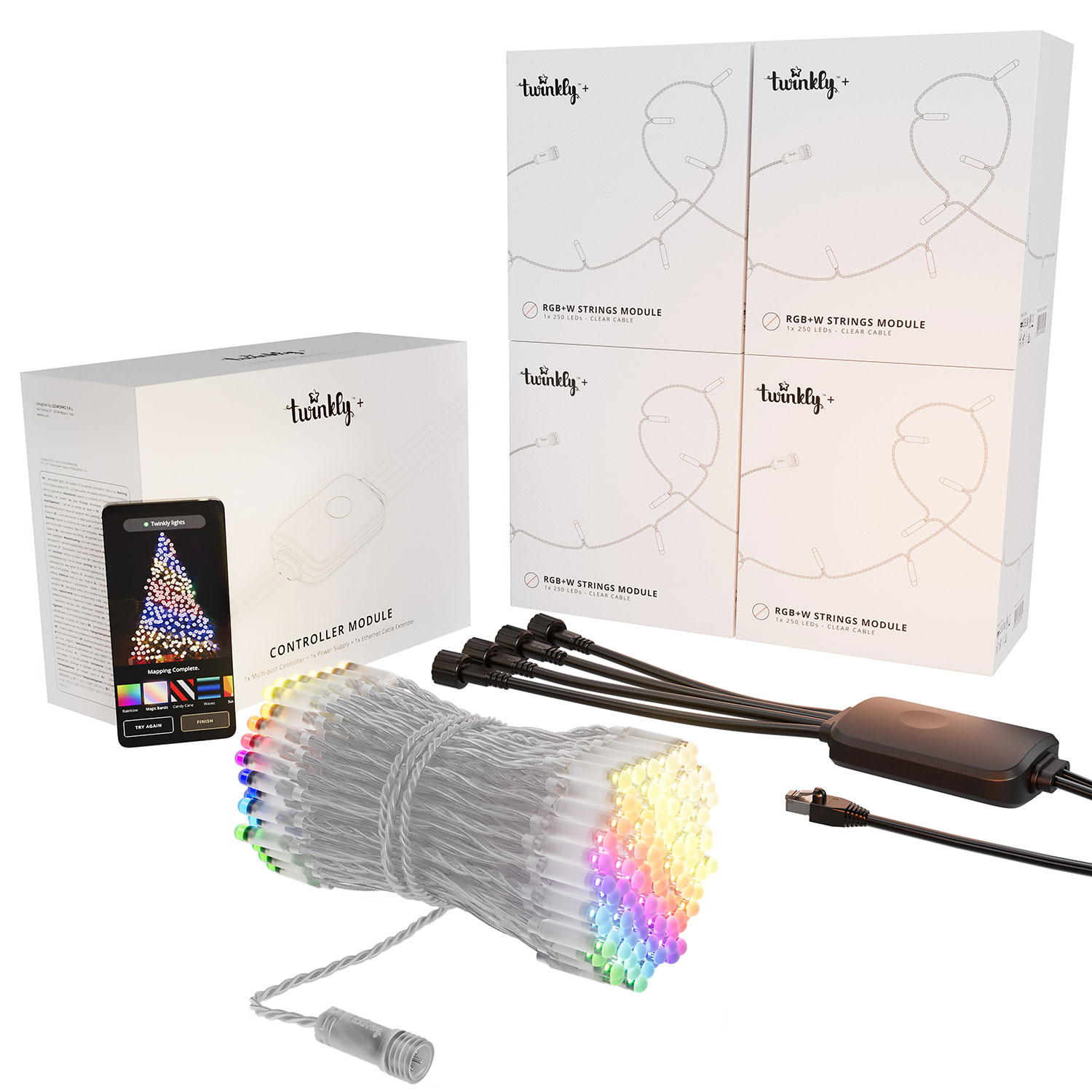 4 Guirnaldas Twinkly Plus RGB y Blanco Cálido, 25 metros y WiFi controlador Ethernet 4 Guirnaldas Twinkly Plus RGB y Blanco Cálido, 25 metros y WiFi controlador Ethernet