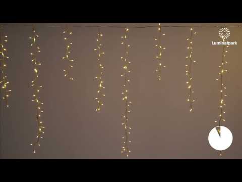 Estalactita Mini Festón de Luces StarFall 3,4 x h 0,8 m, 576 led blanco cálido y blanco frío, cable transparente 2