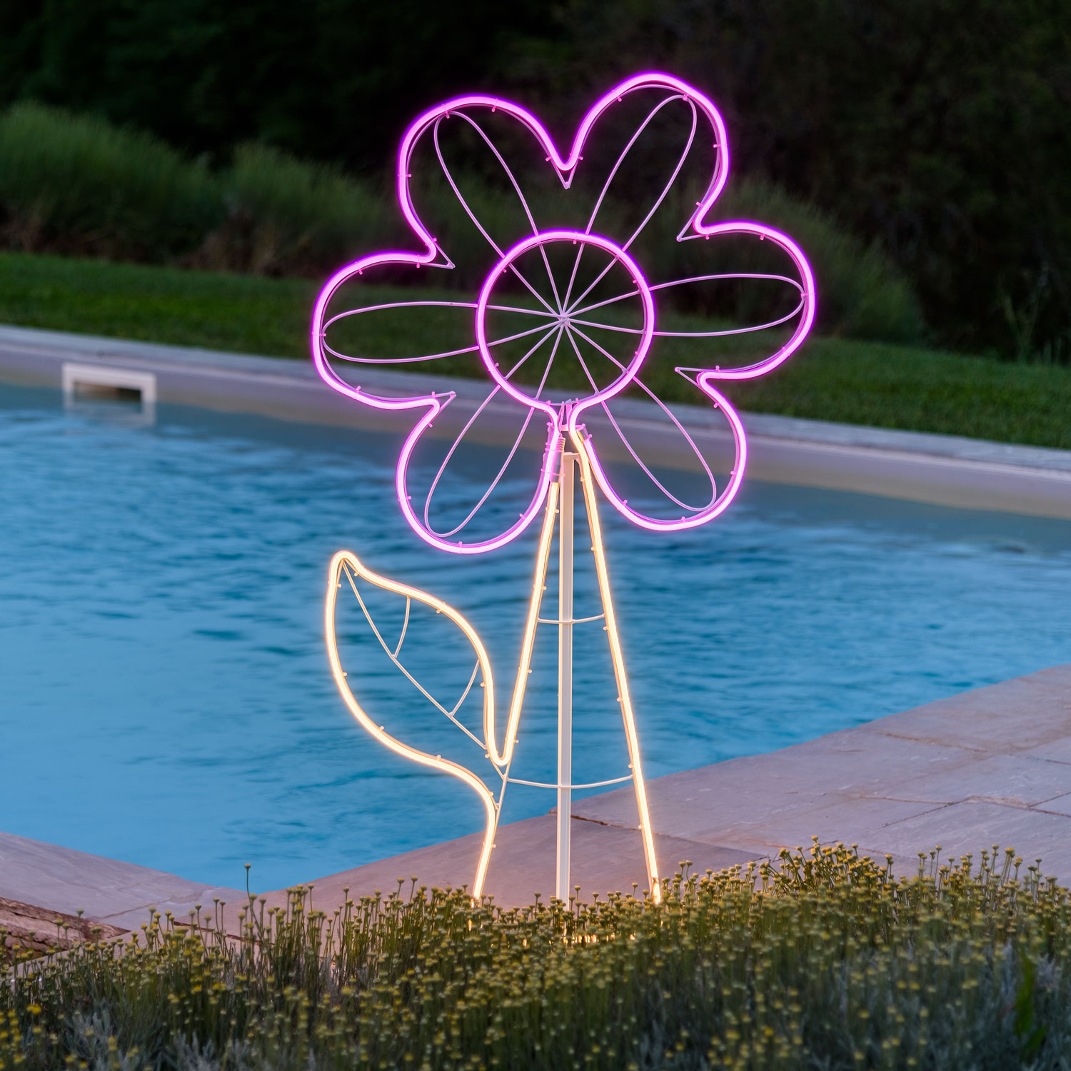 Flor luminosa led, 576 led blanco cálido y rosa, efecto neón 1 Flor luminosa led, 576 led blanco cálido y rosa, efecto neón 1