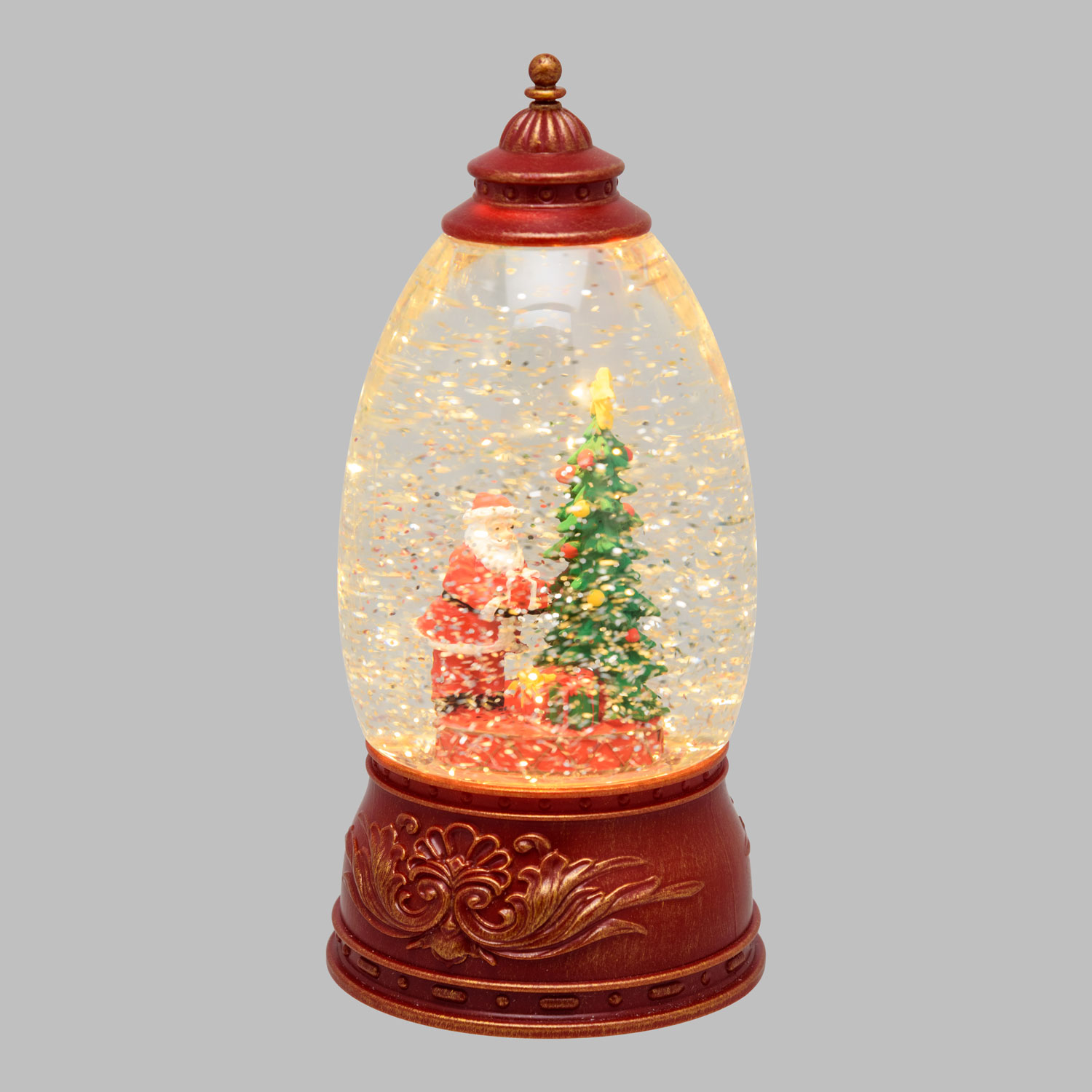Farol panorama con árbol y Papá Noel, led blanco cálido Farol panorama con árbol y Papá Noel, led blanco cálido