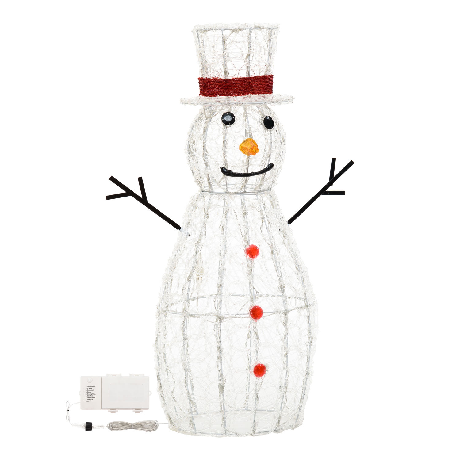 h 90 cm, White LEDs Battery Operated Transparent Acrylic Snowman  2 h 90 cm, White LEDs Battery Operated Transparent Acrylic Snowman  2