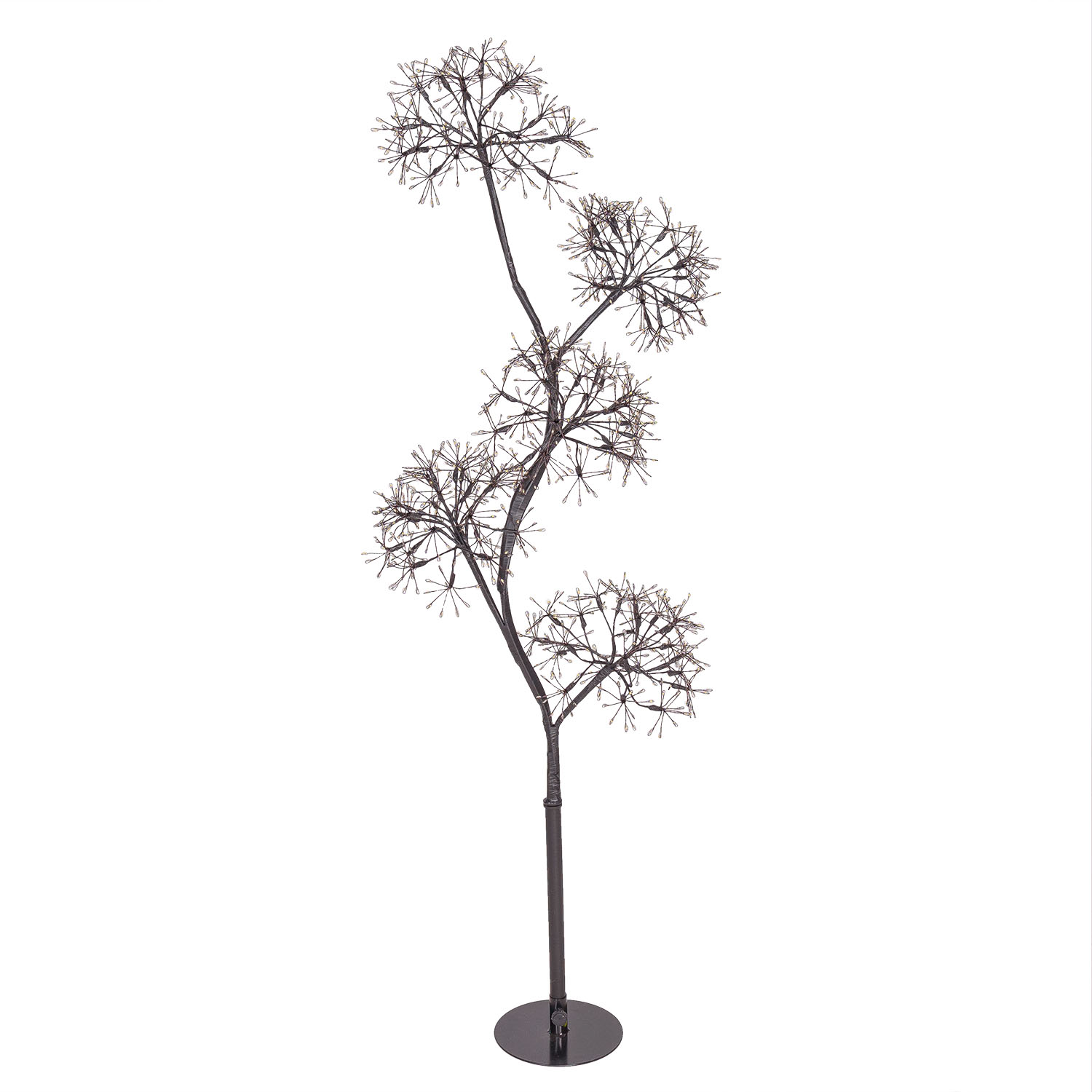 Schwarzer Baum RICCO mit 5 Straußzweigen, Höhe 1,20 m, 1200 warmweiße MicroLEDs, für den Innenbereich 6 Schwarzer Baum RICCO mit 5 Straußzweigen, Höhe 1,20 m, 1200 warmweiße MicroLEDs, für den Innenbereich 6