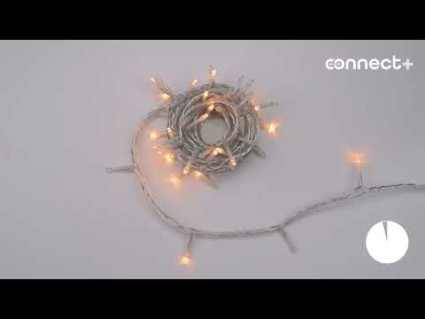 5m Warm White Connect+ String Lights, 50 LEDs, transparent cable, connectable 2