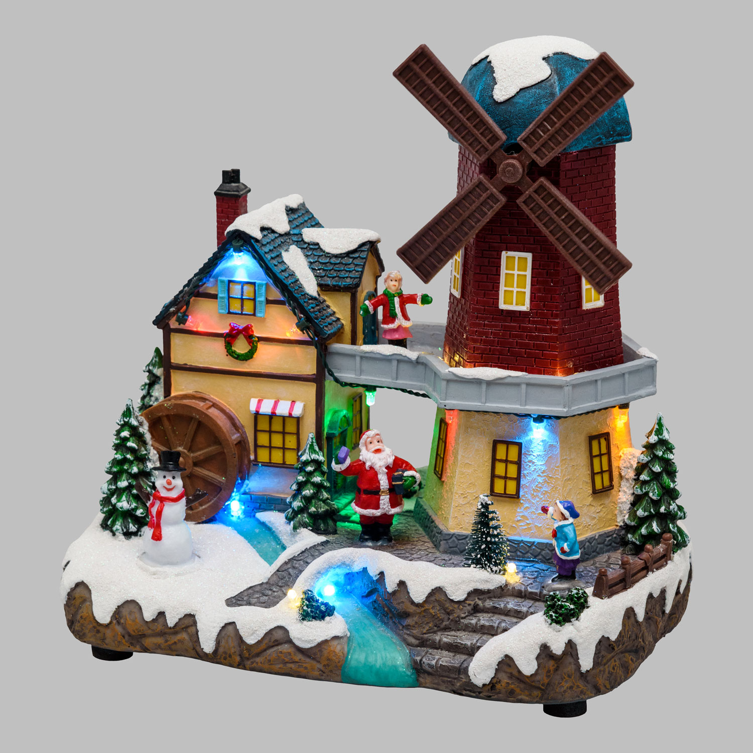 Weihnachtsdorf aus Polyresin, rotierende Windmühle, h 23 cm, mit Weihnachtsliedern 4 Weihnachtsdorf aus Polyresin, rotierende Windmühle, h 23 cm, mit Weihnachtsliedern 4