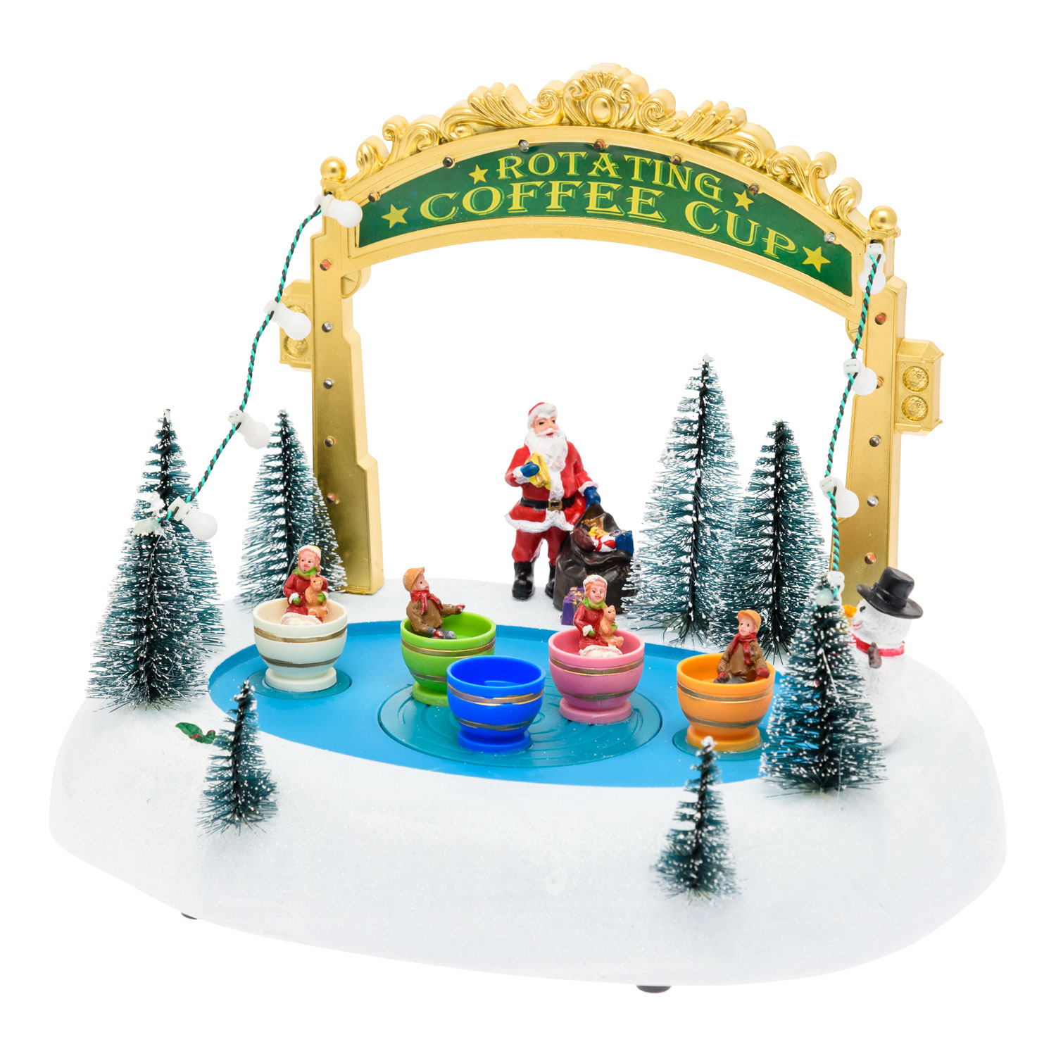 Villagio di Natale con Paesaggio Innevato Luna Park con Tazze rotanti in movimento, h 20 cm, musiche natalizie 3 Villagio di Natale con Paesaggio Innevato Luna Park con Tazze rotanti in movimento, h 20 cm, musiche natalizie 3