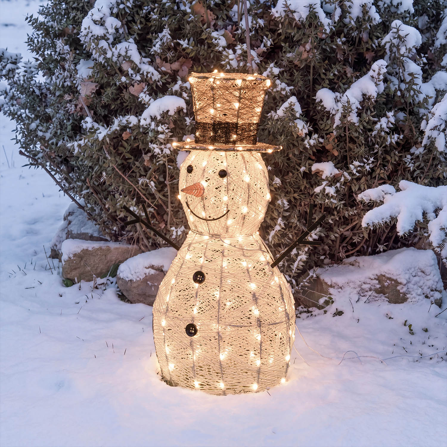 Pupazzo di Neve 3D Light Cream & Brown, h 70 cm, 160 Dual LED bianco extra caldo e bianco freddo 12