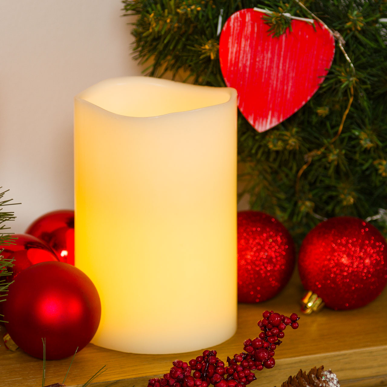 Candela avorio h 15 cm, led bianco caldo 7 Candela avorio h 15 cm, led bianco caldo 7