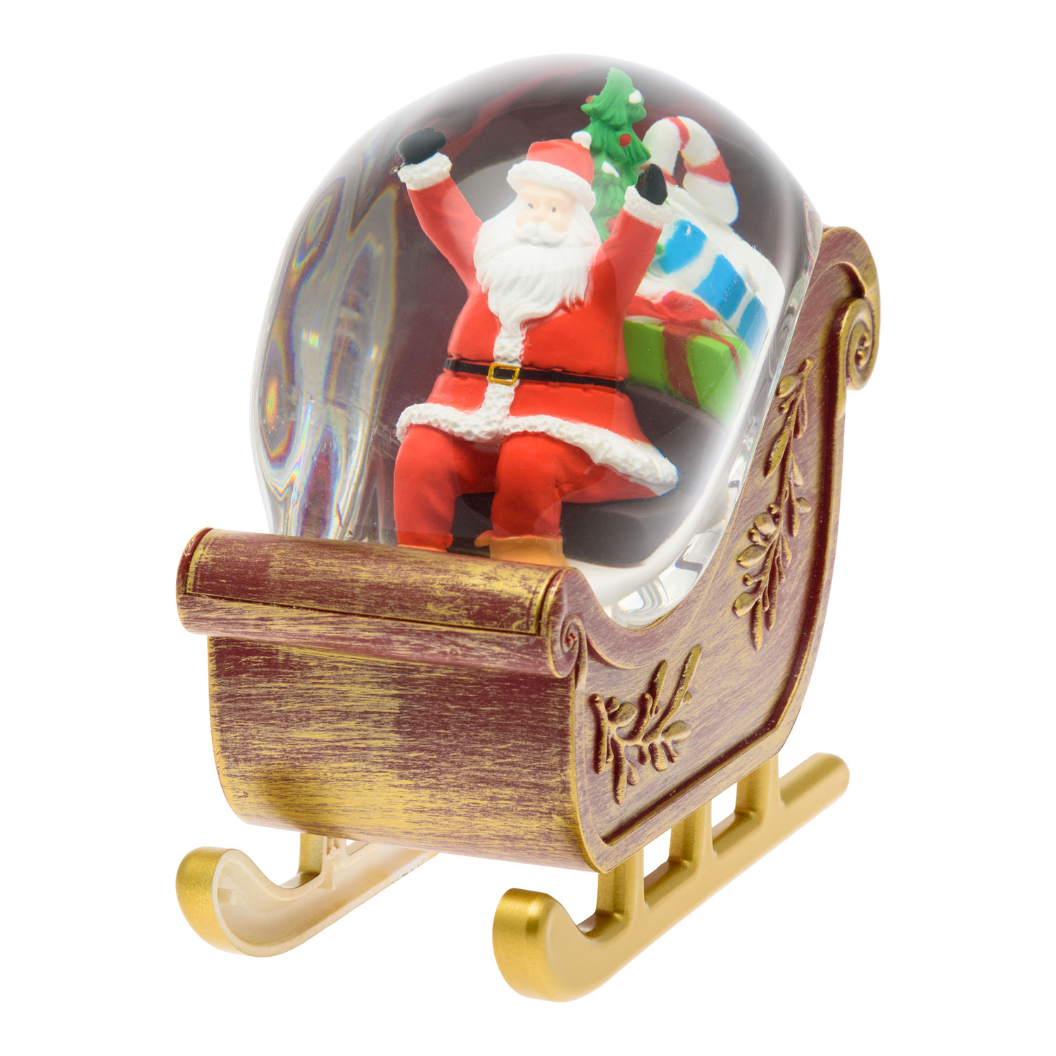 Roter LED Schlitten mit Weihnachtsmann, mit Wasser gefüllt, h 17,5 cm 4 Roter LED Schlitten mit Weihnachtsmann, mit Wasser gefüllt, h 17,5 cm 4