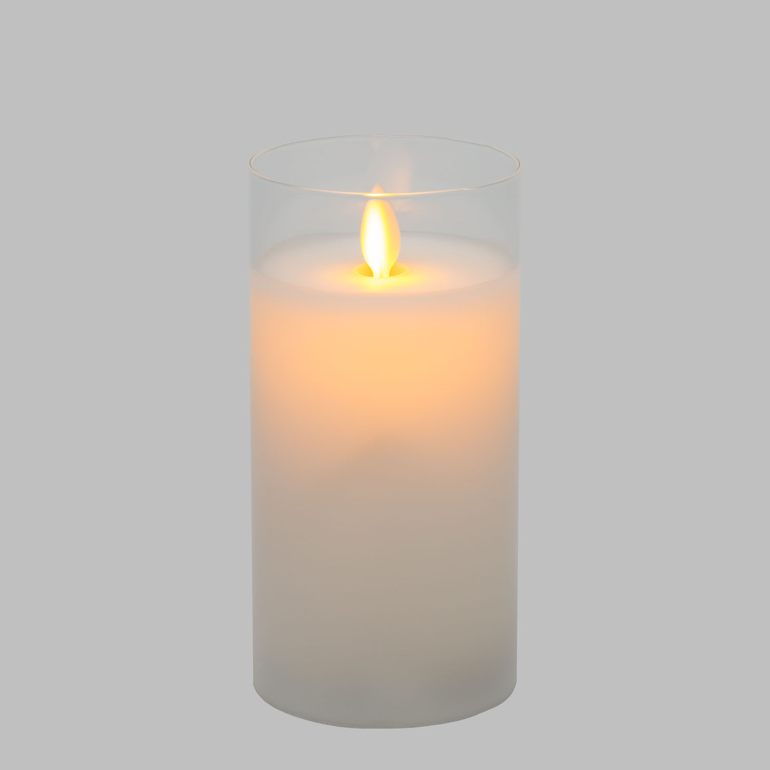 Weiße LED-Wachskerze im Glas, h 15 cm, Ø 7,5 cm, warmweiß 3 Weiße LED-Wachskerze im Glas, h 15 cm, Ø 7,5 cm, warmweiß 3