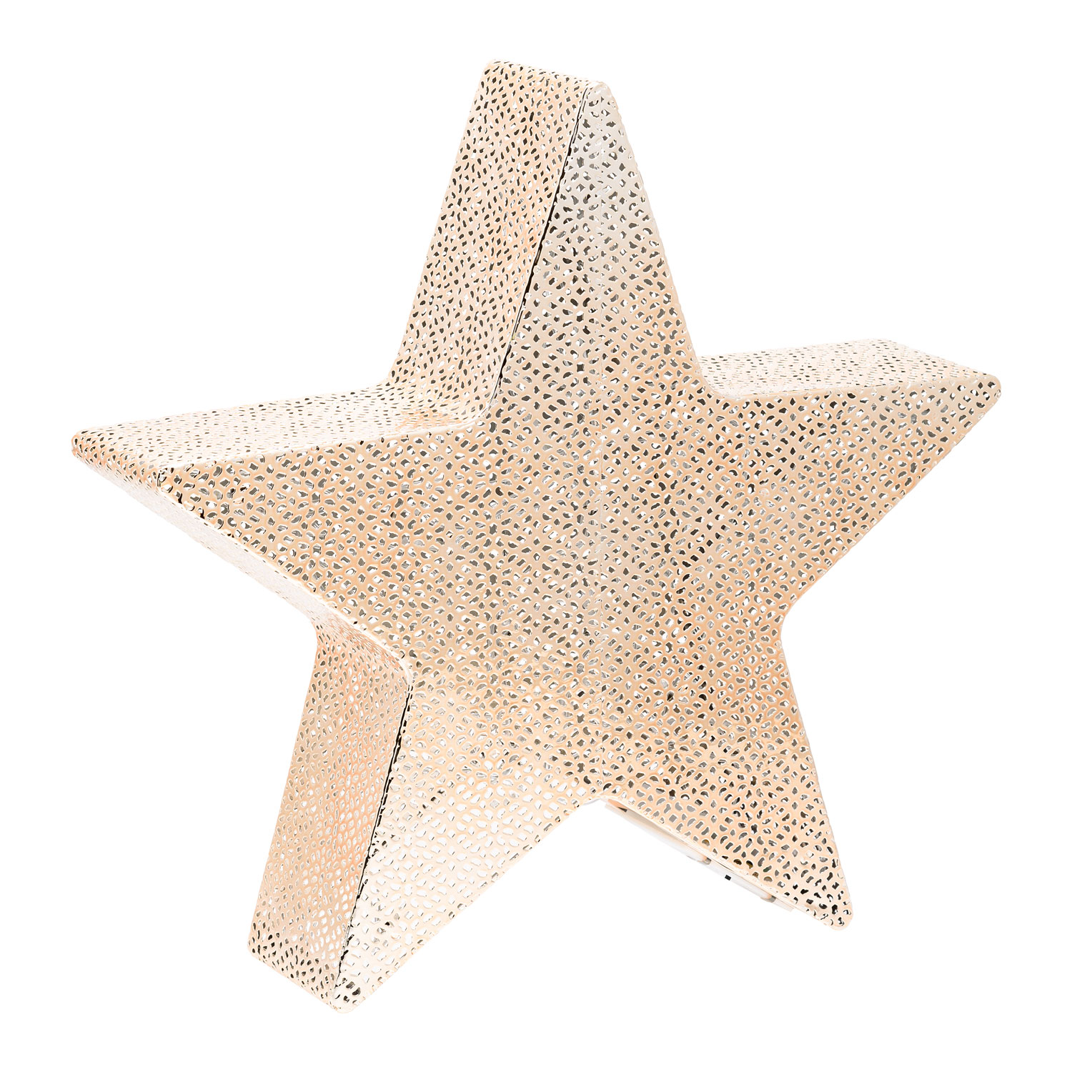 Ø 40 cm, h 38 cm, 30 Warm White LEDs, Champagne Perforated Metal Star 3 Ø 40 cm, h 38 cm, 30 Warm White LEDs, Champagne Perforated Metal Star 3
