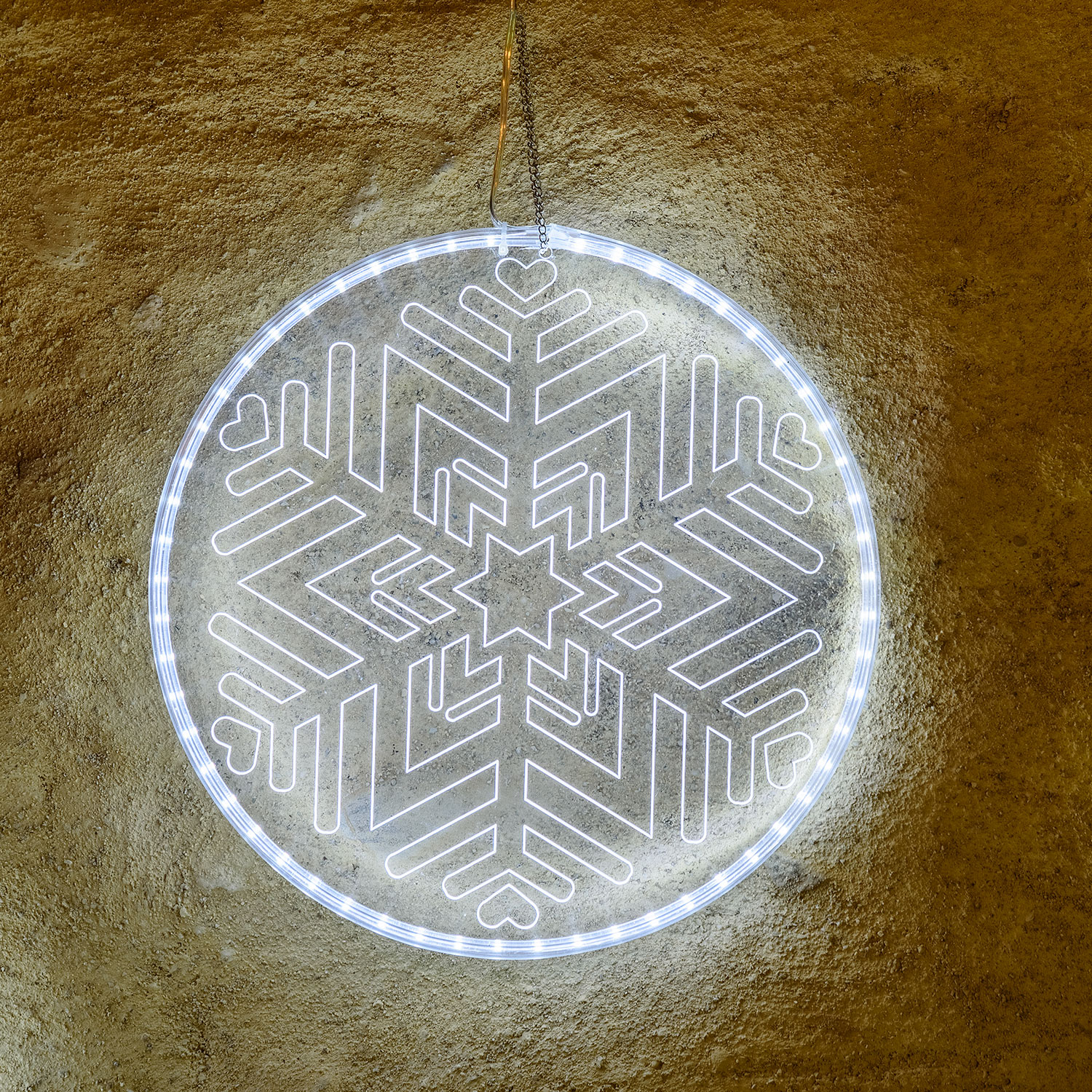 Fiocco di neve luminoso con stella Ø 30 cm 1 Fiocco di neve luminoso con stella Ø 30 cm 1