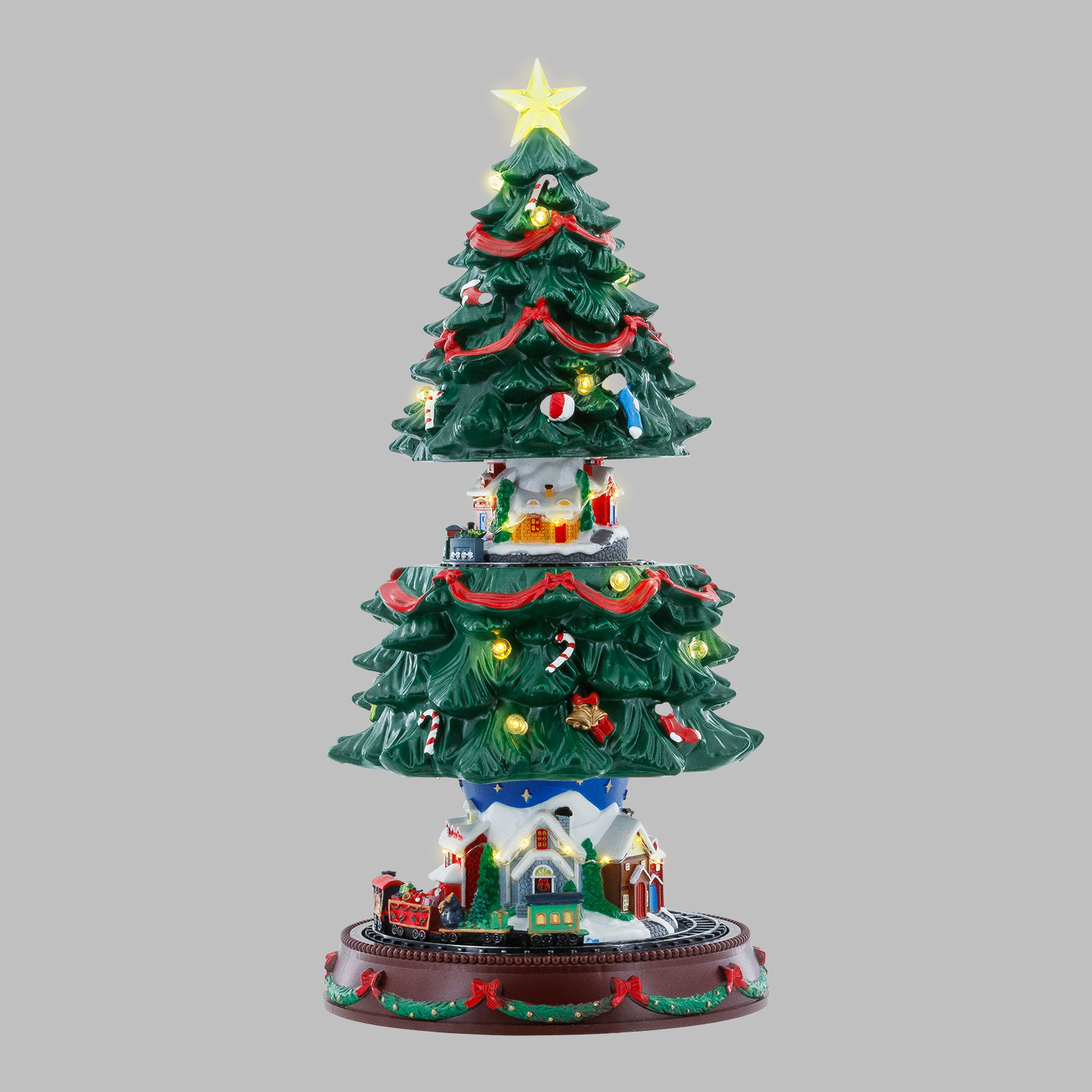 Villaggio di Natale, Albero di Natale saliscendi, h 45 cm, musiche natalizie 5