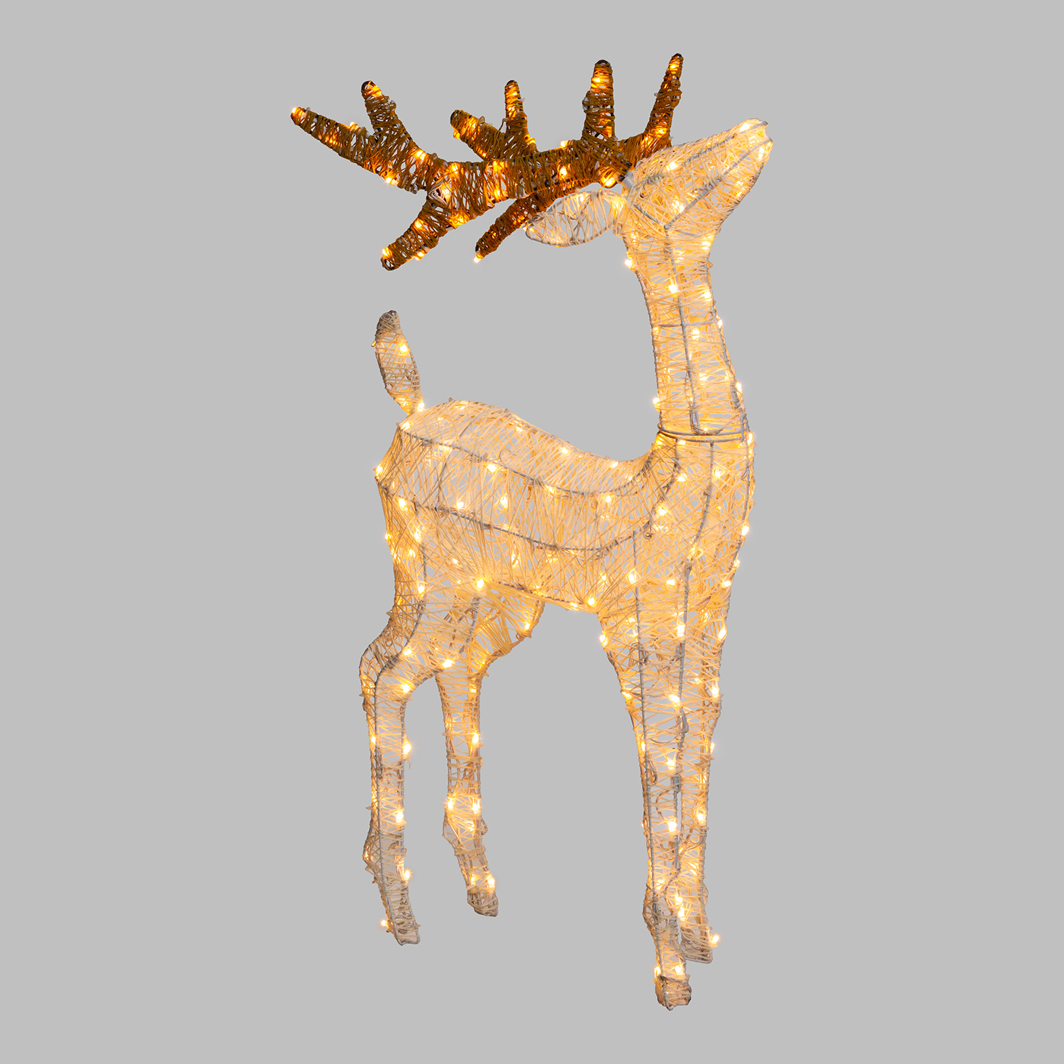 Renna con testa alzata 3D Light Cream & Brown, h 95 cm, 200 Dual LED bianco extra caldo e bianco freddo 4