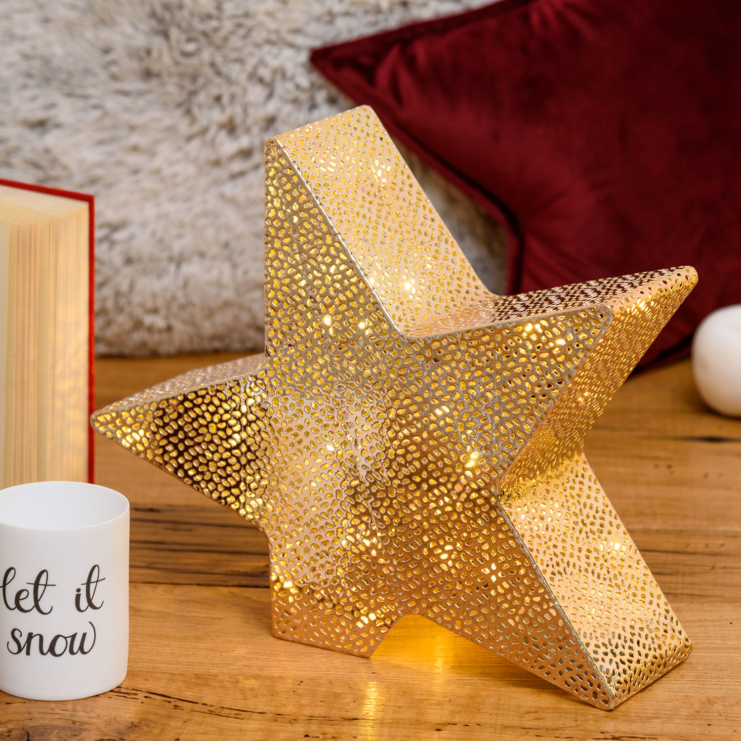 Étoile inclinée couleur champagne Ø 33 cm, led blanc chaud Étoile inclinée couleur champagne Ø 33 cm, led blanc chaud