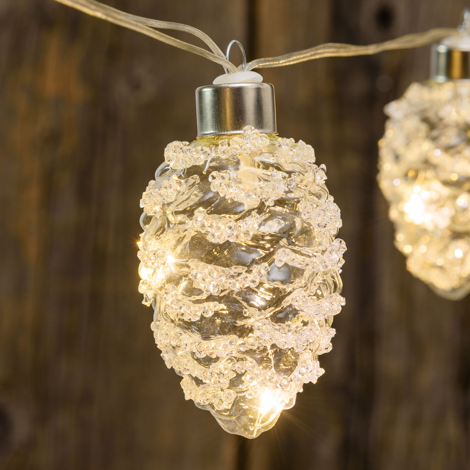 Guirnalda decorada 10 piñas (pino) luminosas, micro led cálido 7 Guirnalda decorada 10 piñas (pino) luminosas, micro led cálido 7