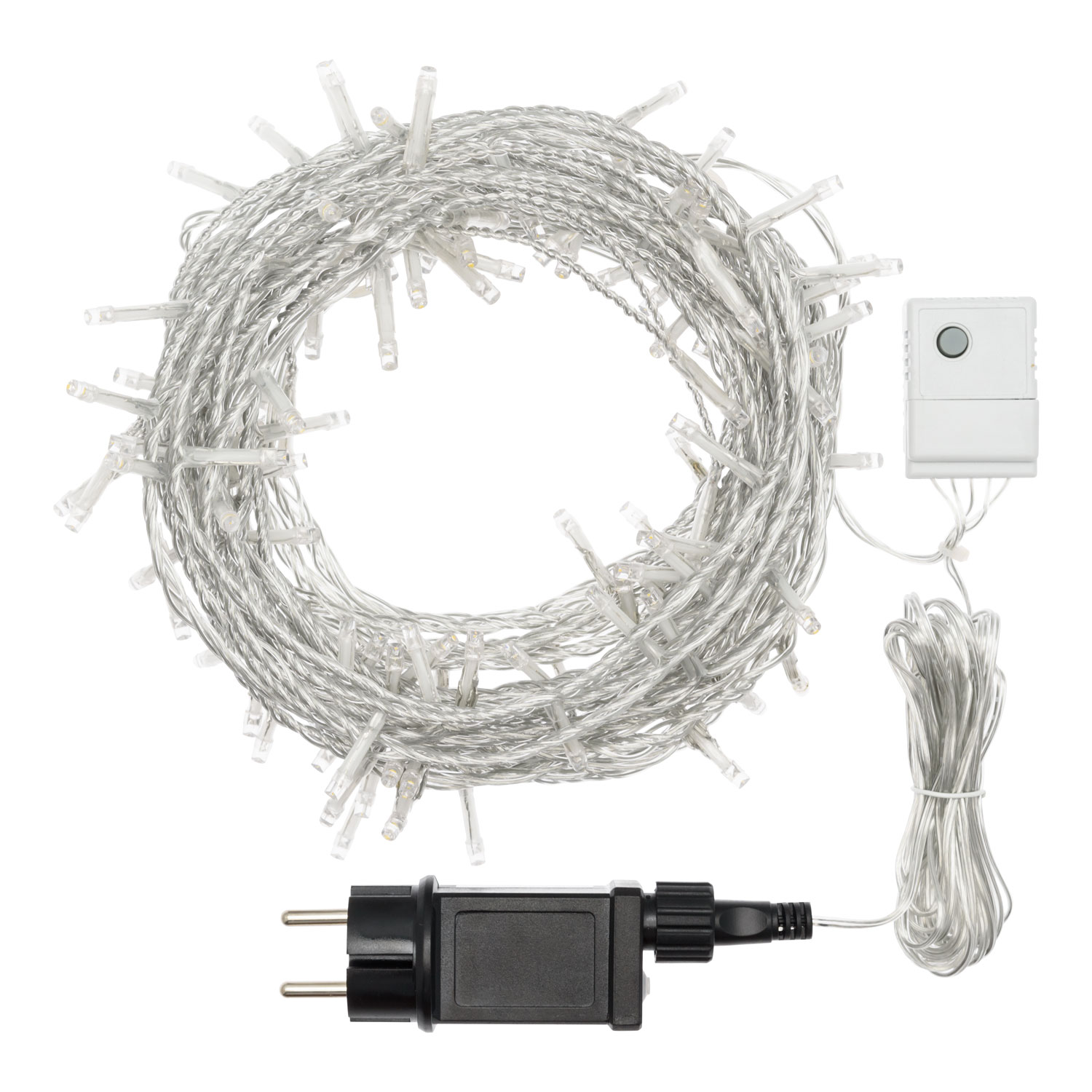 Rideau 2 x h 1 m, 120 led blanc chaud, câble transparent, timer 3 Rideau 2 x h 1 m, 120 led blanc chaud, câble transparent, timer 3