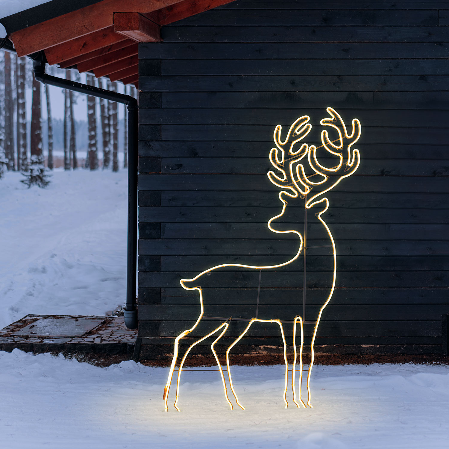 Renna effetto neon h 180 cm, led bianco caldo 4 Renna effetto neon h 180 cm, led bianco caldo 4